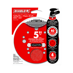 Diablo DCD050040H04G 5" 40-Grit Hook & Lock™ ROS Sanding Discs (4-Pack)