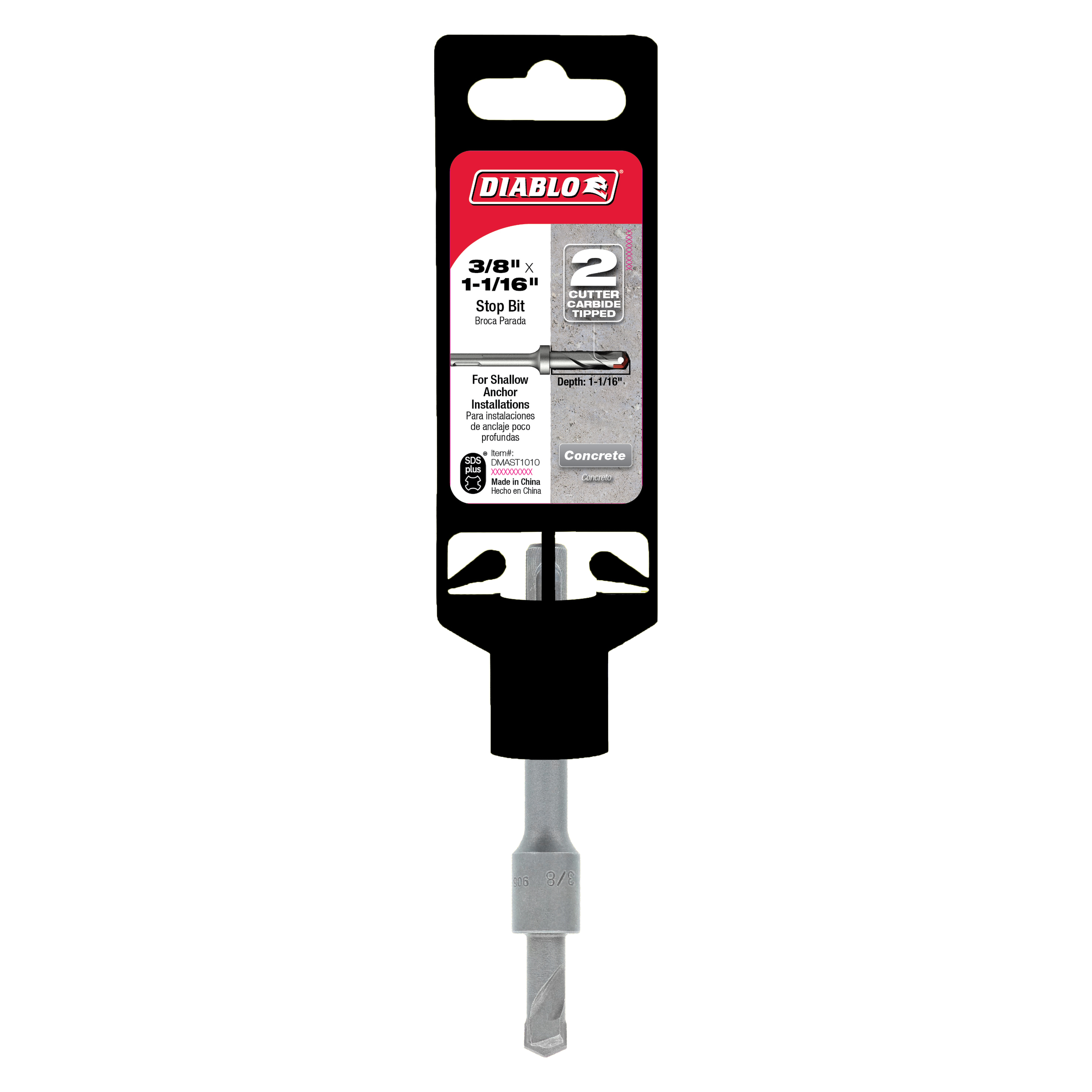 Diablo DMAST1010 3/8" x 1-1/16" SDS-Plus 2-Cutter Carbide-Tipped Hammer Stop Bit