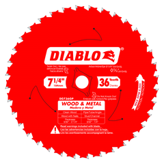 Diablo D0736GPX 7-1/4" x 36 Tooth Wood & Metal Carbide Saw Blade