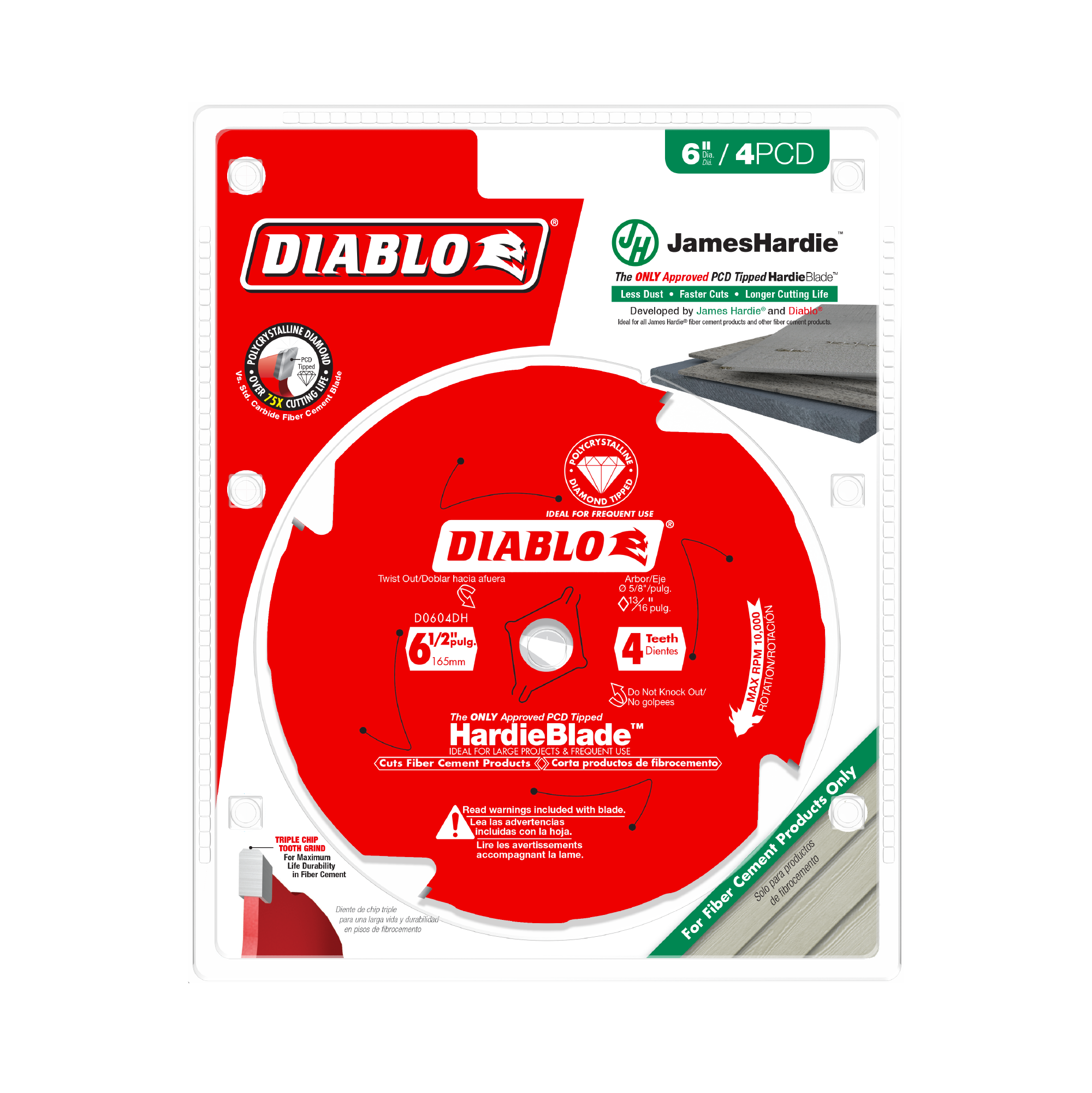 Diablo D0604DH 6-1/2" x 4-Teeth HardieBlade™ Saw Blade for Fiber Cement