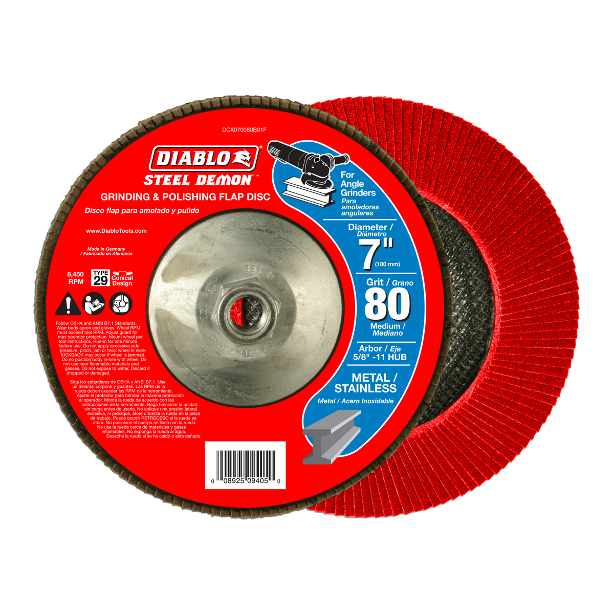 Diablo DCX070080B01F 7" 80-Grit Steel Demon™ Flap Disc for Metal