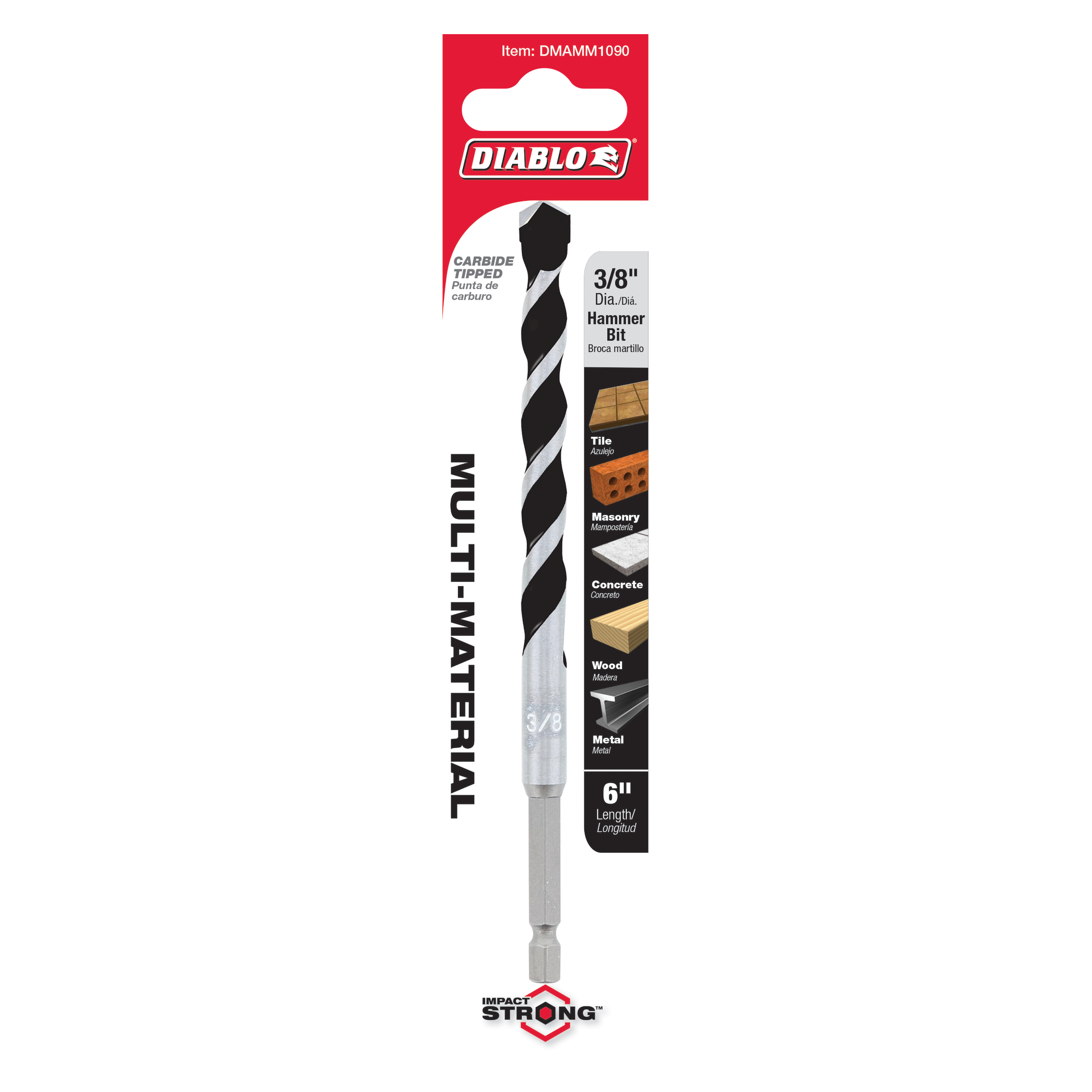 Diablo DMAMM1090 3/8" x 4" x 6" Multi-Material Carbide-Tipped Hammer Drill Bit