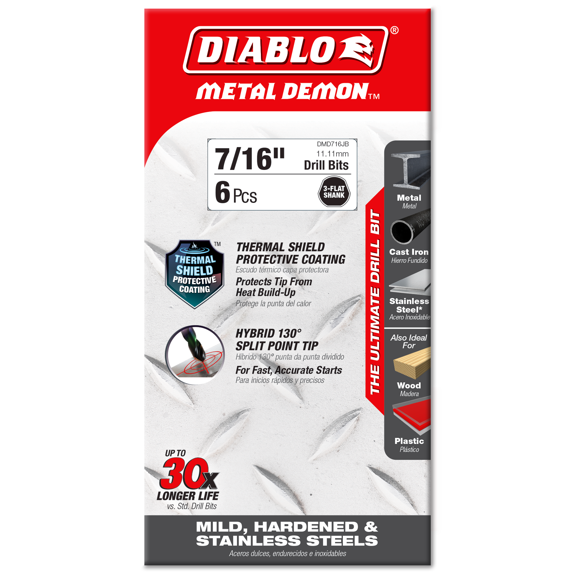 Diablo DMD716JB 7/16" Metal Demon™ Drill Bits for Mild, Hardened and Stainless Steels (2-Pack)