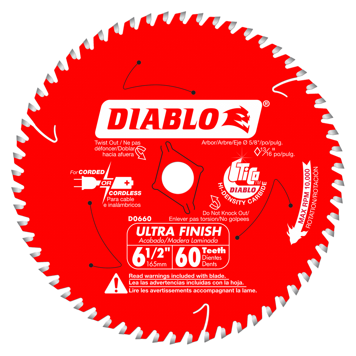 Diablo D0660X 6-1/2" x 60 Tooth Ultra Finish Saw Blade