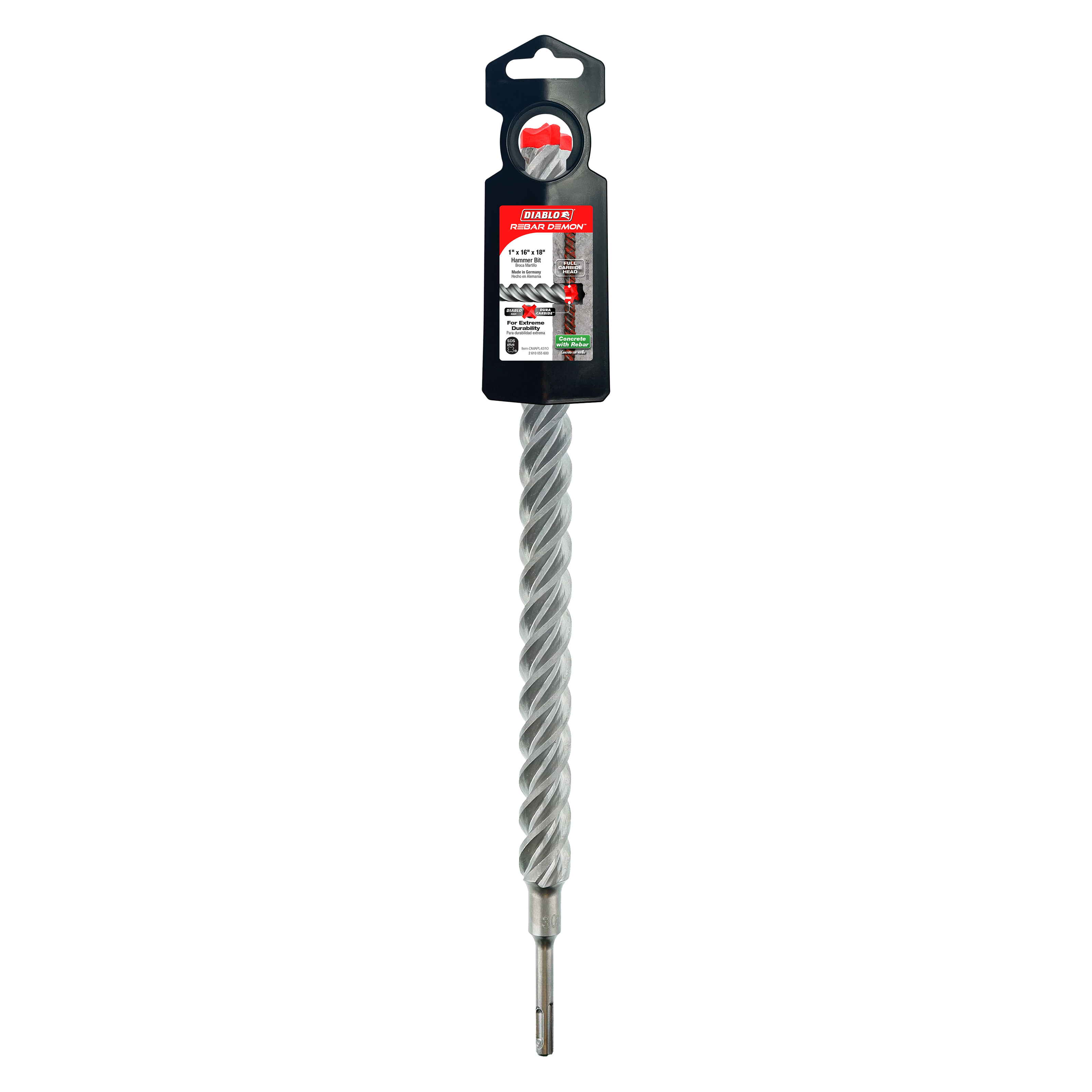 Diablo DMAPL4310 1" x 16" x 18" Rebar Demon™ SDS-Plus 4-Cutter Full Carbide Head Hammer Drill Bit