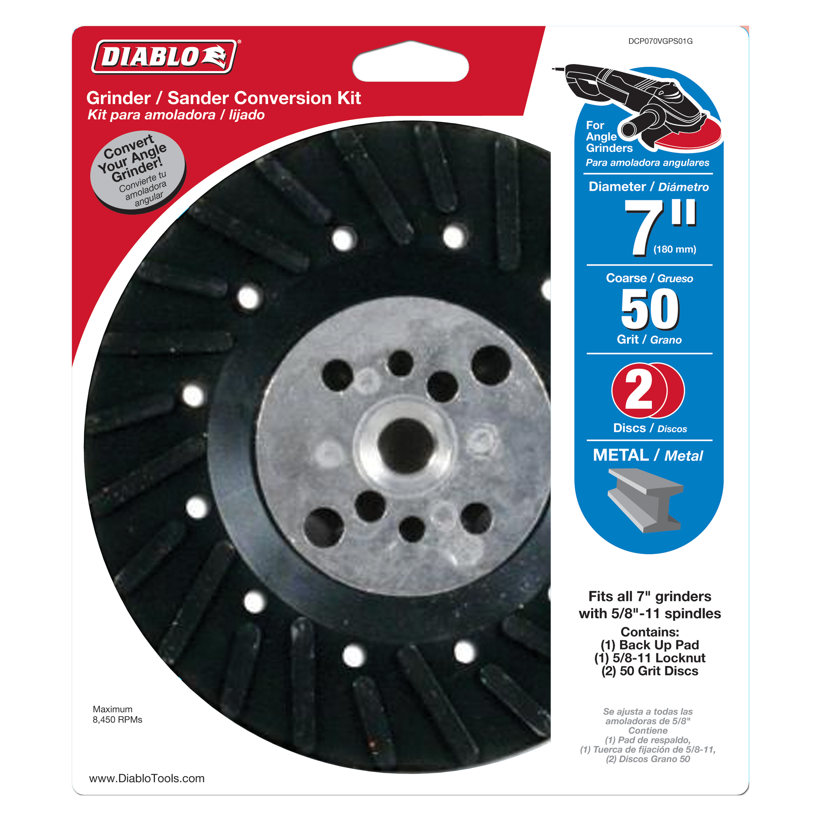 Diablo DCP070VGPS01G 7" Grinder to Sander Conversion Kit