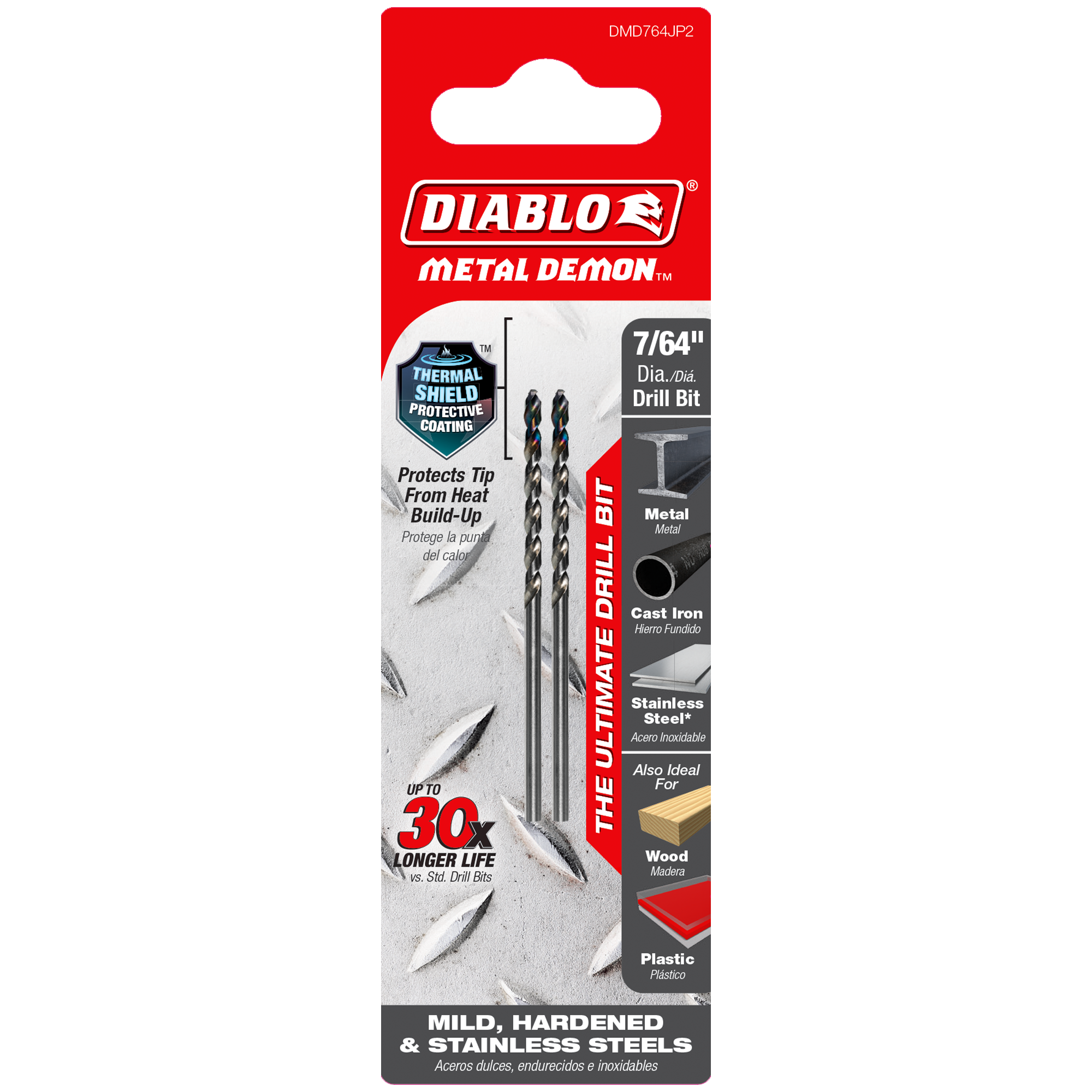 Diablo DMD764JP2 7/64" Metal Demon™ Drill Bits for Mild, Hardened and Stainless Steels (2-Pack)