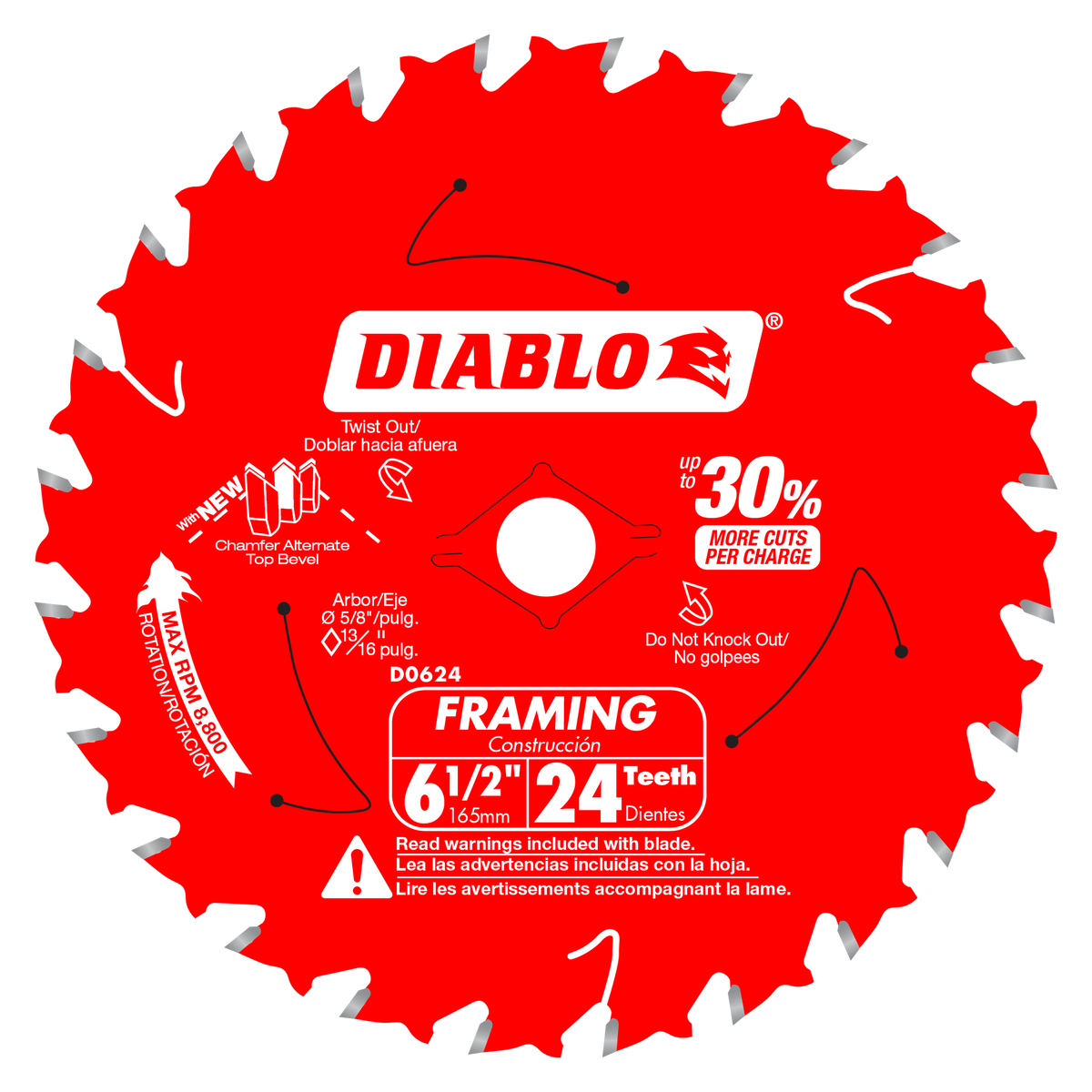 Diablo D0624A 6-1/2" x 24-Teeth Framing Saw Blade for Wood