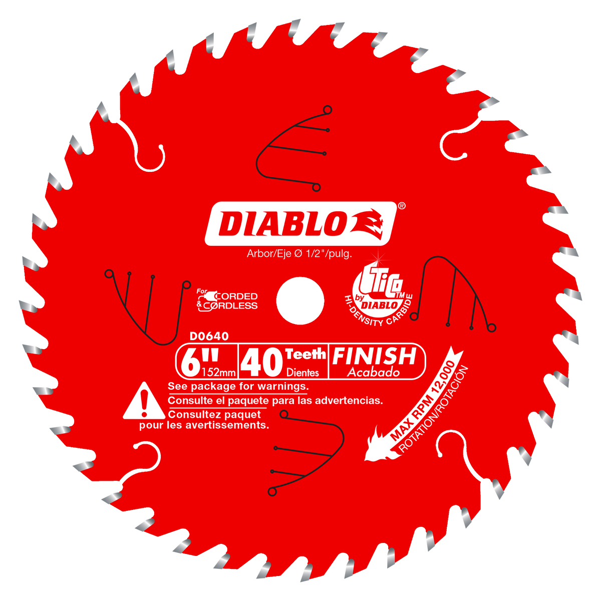 Diablo D0640X 6" x 40 Tooth Finish Saw Blade for Port-Cable Saw Boss