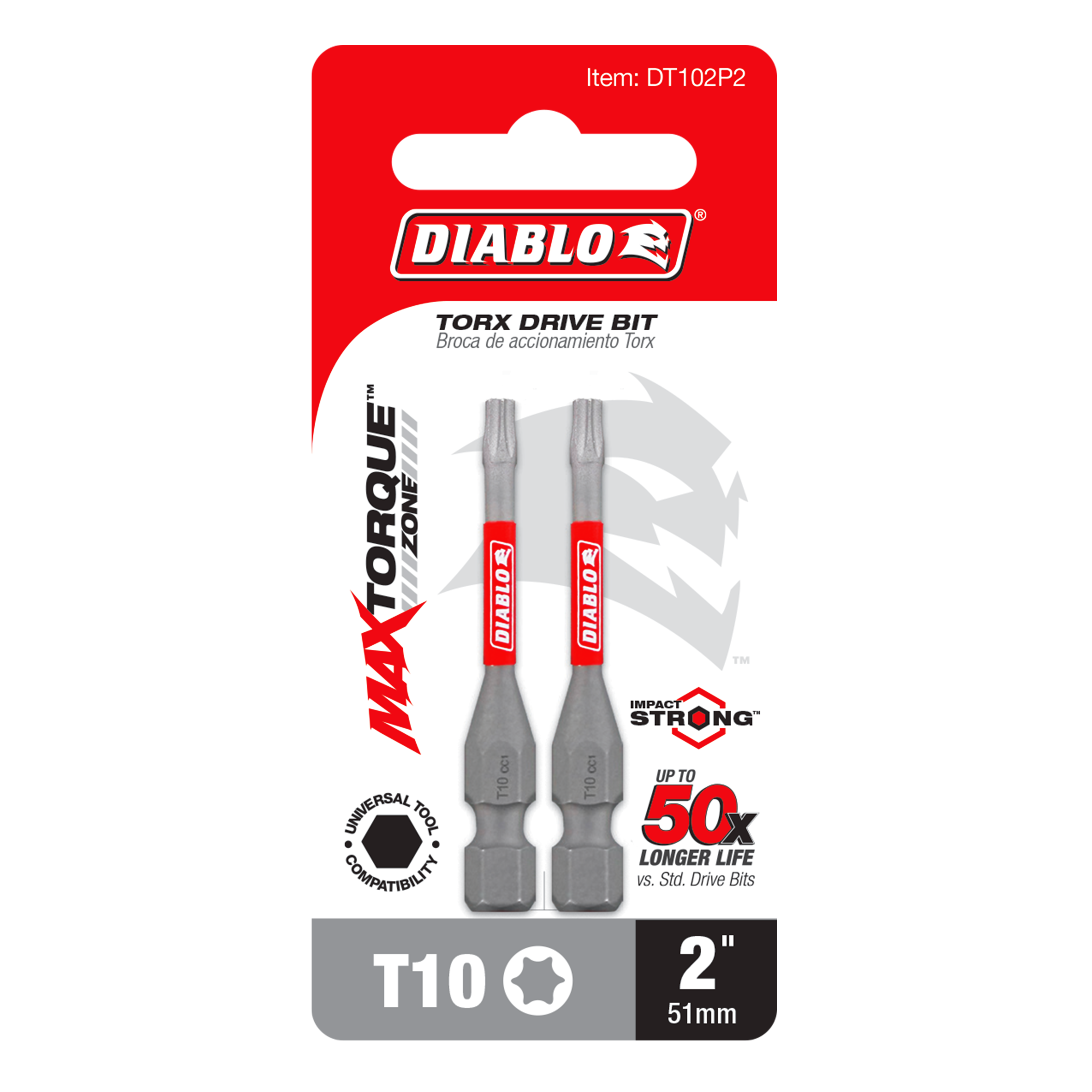 Diablo DT102P2 2" #10 Torx Drive Bit