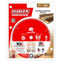 Diablo D0760UX 7-¼ 60-Teeth Wood Demon™ Ultimate Finish Carbide Saw Blade for Wood