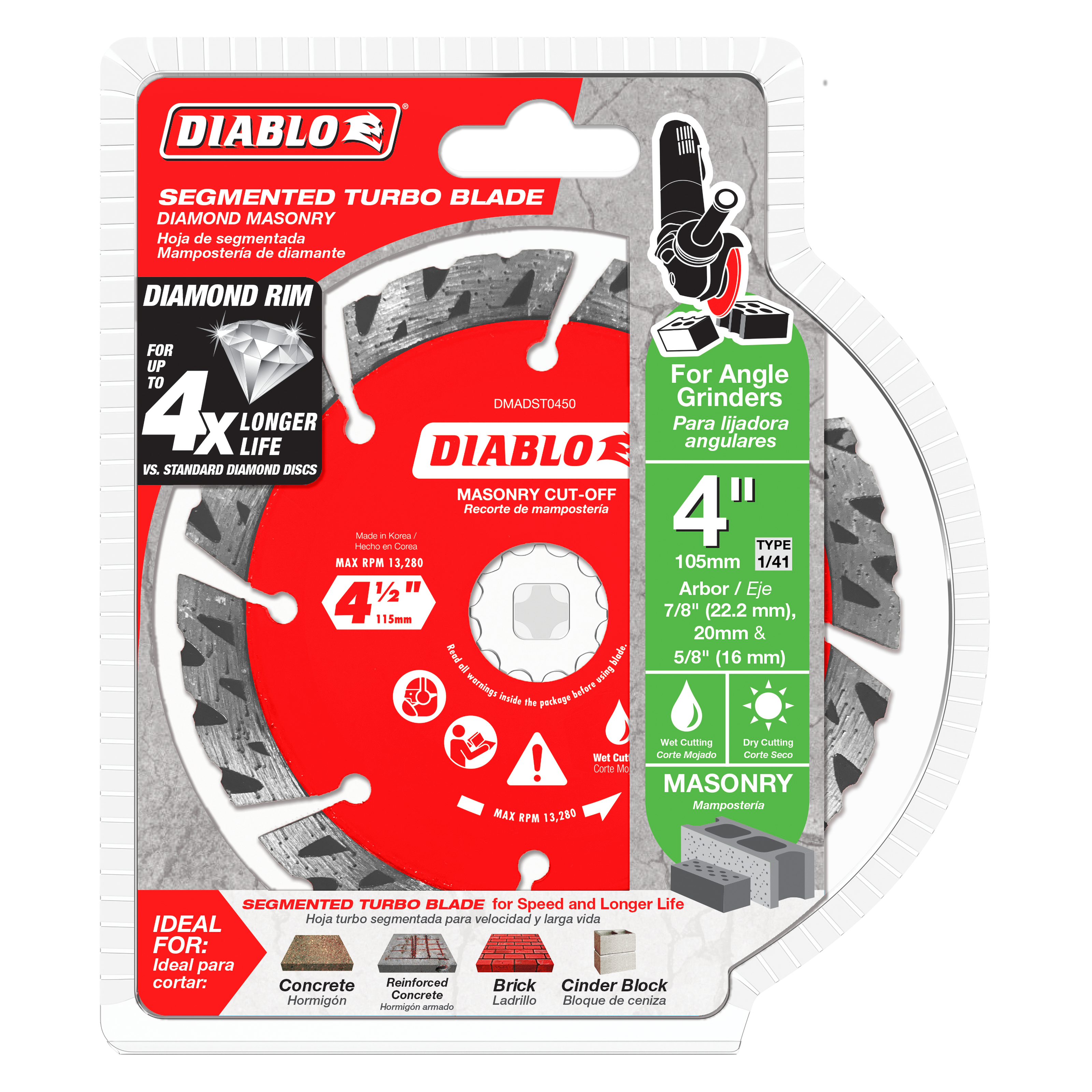 Diablo DMADST0400 4" Diamond Segmented Turbo Masonry Cut-Off Blade