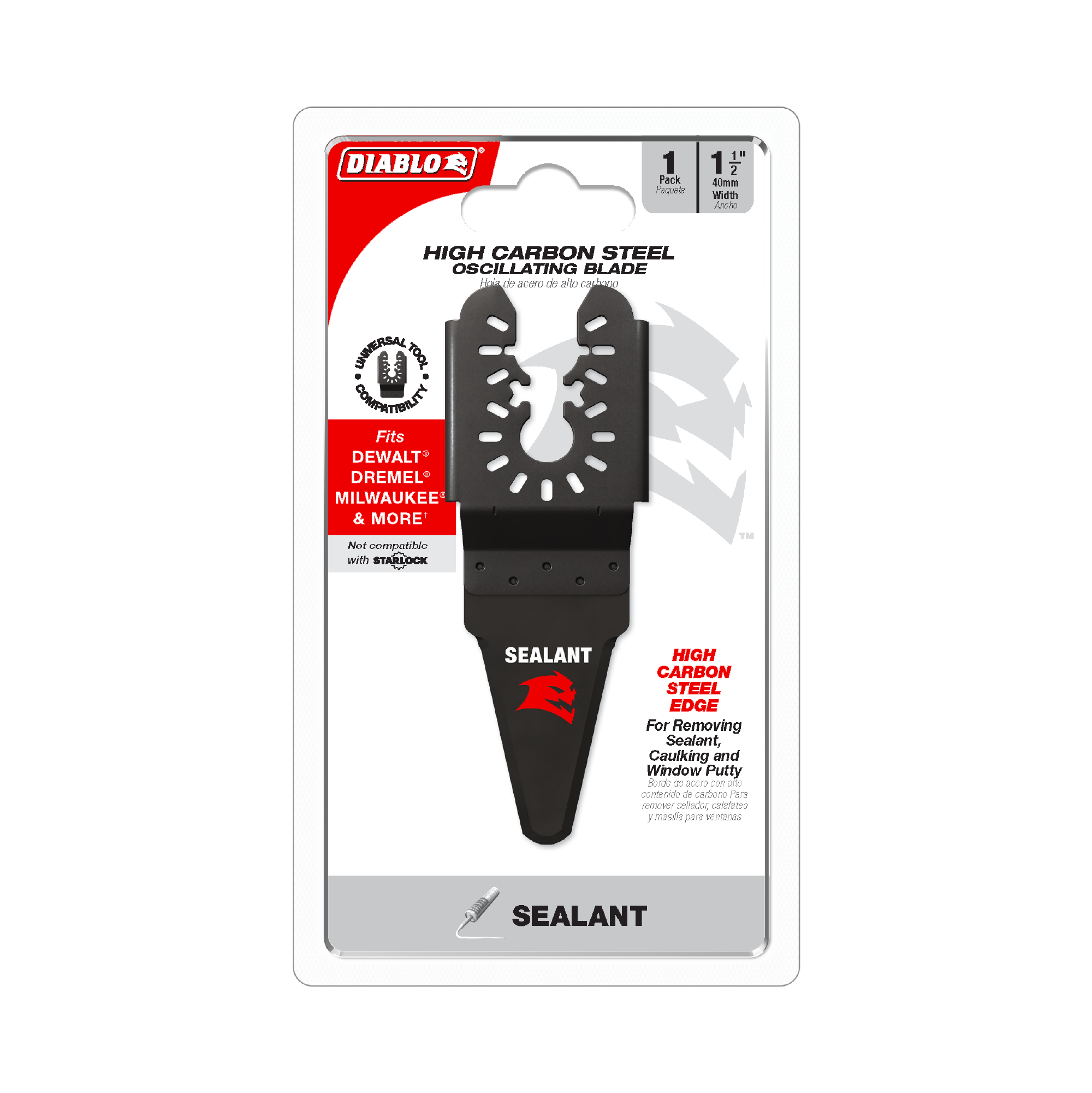 Diablo DOUSEAL 1-1/2" Universal Fit High Carbon Steel Oscillating Blade for Sealant Removal