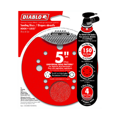 Diablo DCD050150H04G 5" 150-Grit Hook & Lock™ ROS Sanding Discs (4-Pack)