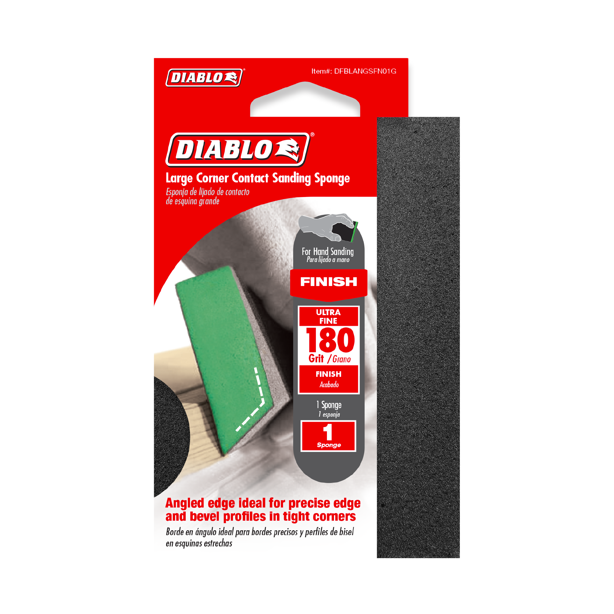 Diablo DFBLANGSFN01G 5" x 3" x 1" 180-Grit Corner Contact Sanding Sponge