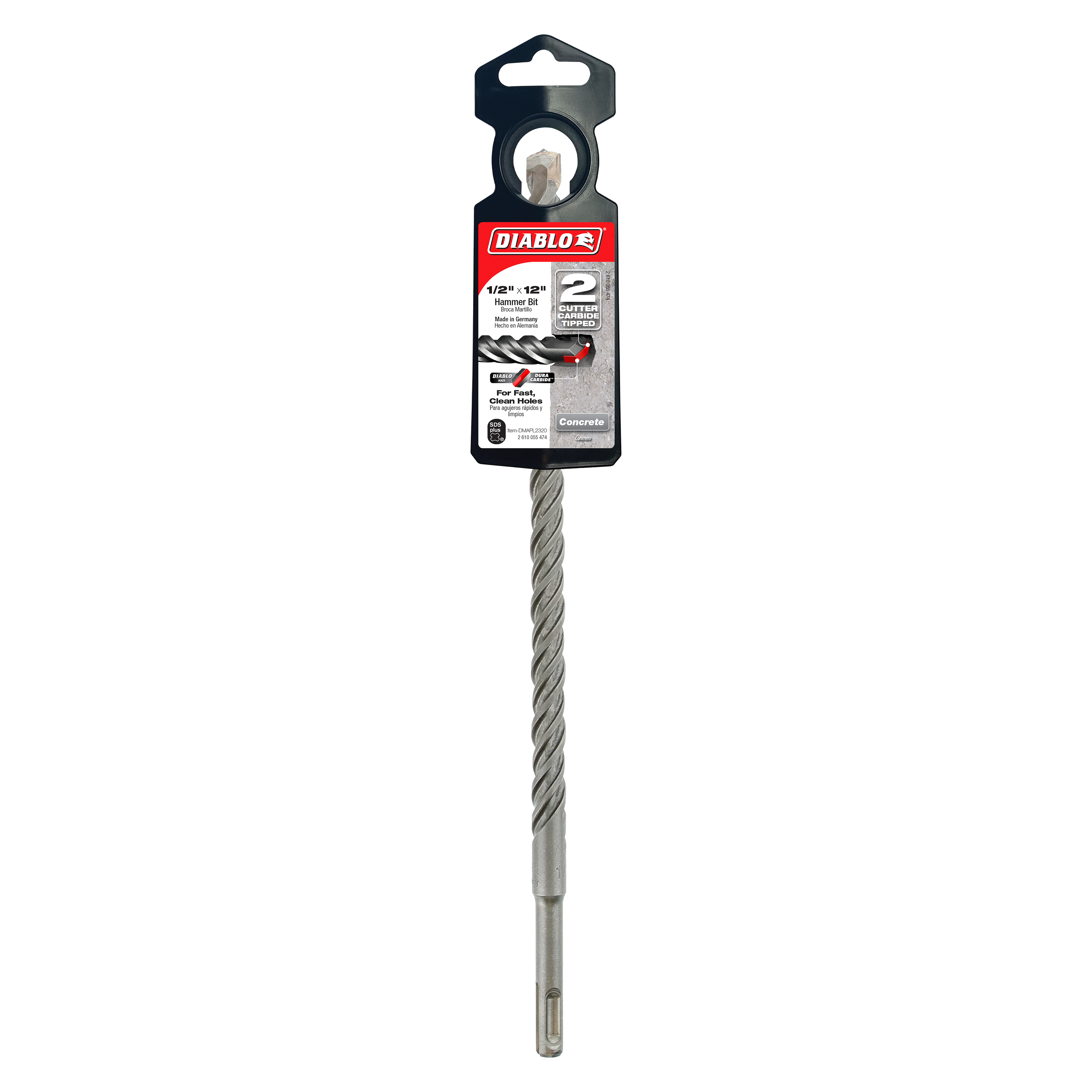 Diablo DMAPL2320 1/2" x 10" x 12" SDS-Plus 2-Cutter Carbide-Tipped Hammer Drill Bit