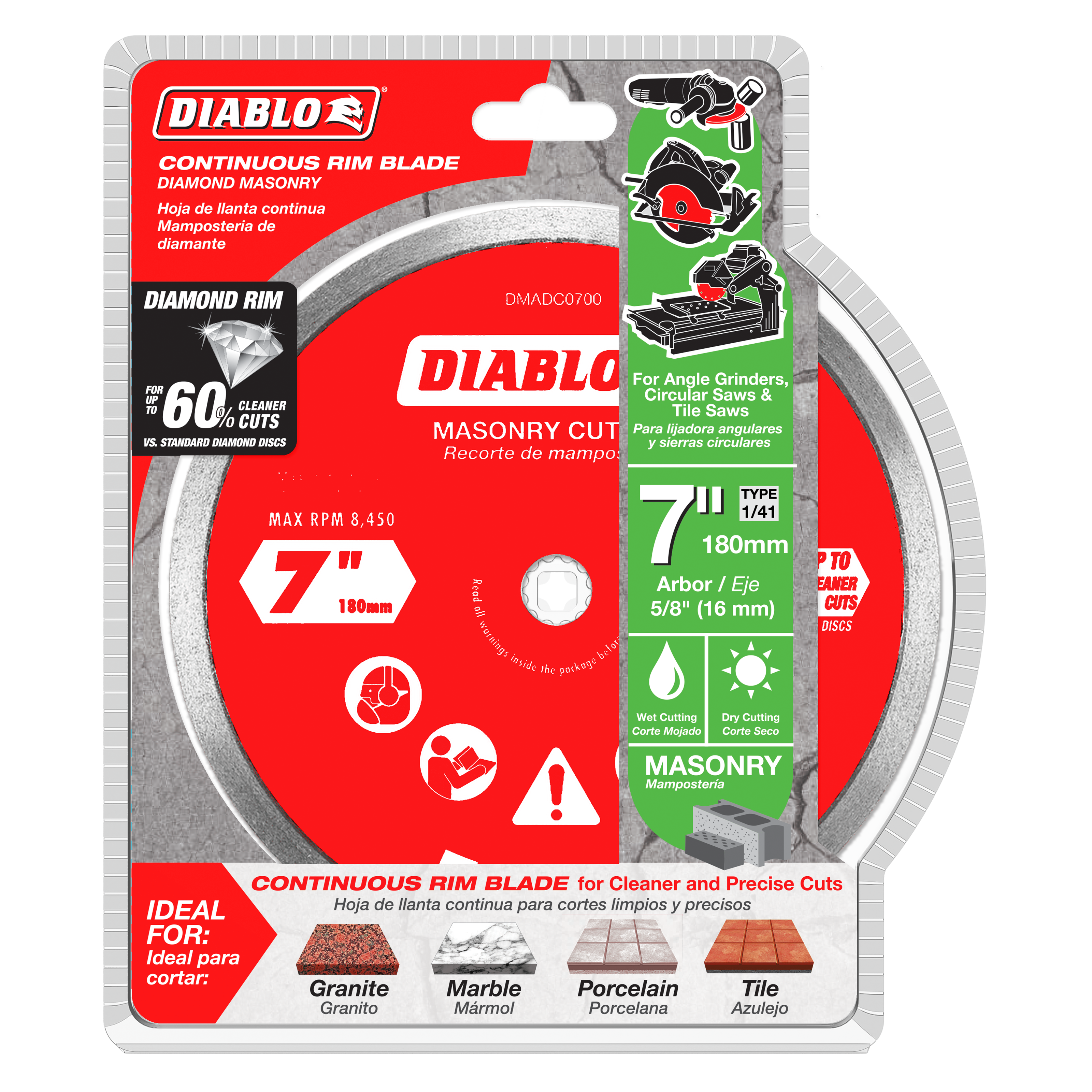 Diablo DMADC0700 7" Diamond Continuous Rim Masonry Cut-Off Disc