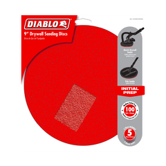 Diablo DCD090100H05G 9" 100-Grit Hook & Lock™ ROS Sanding Discs for Drywall (5-Pack)