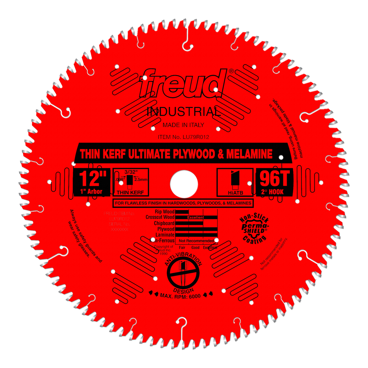 Freud LU79R012 12" Thin Kerf Ultimate Plywood & Melamine Blade