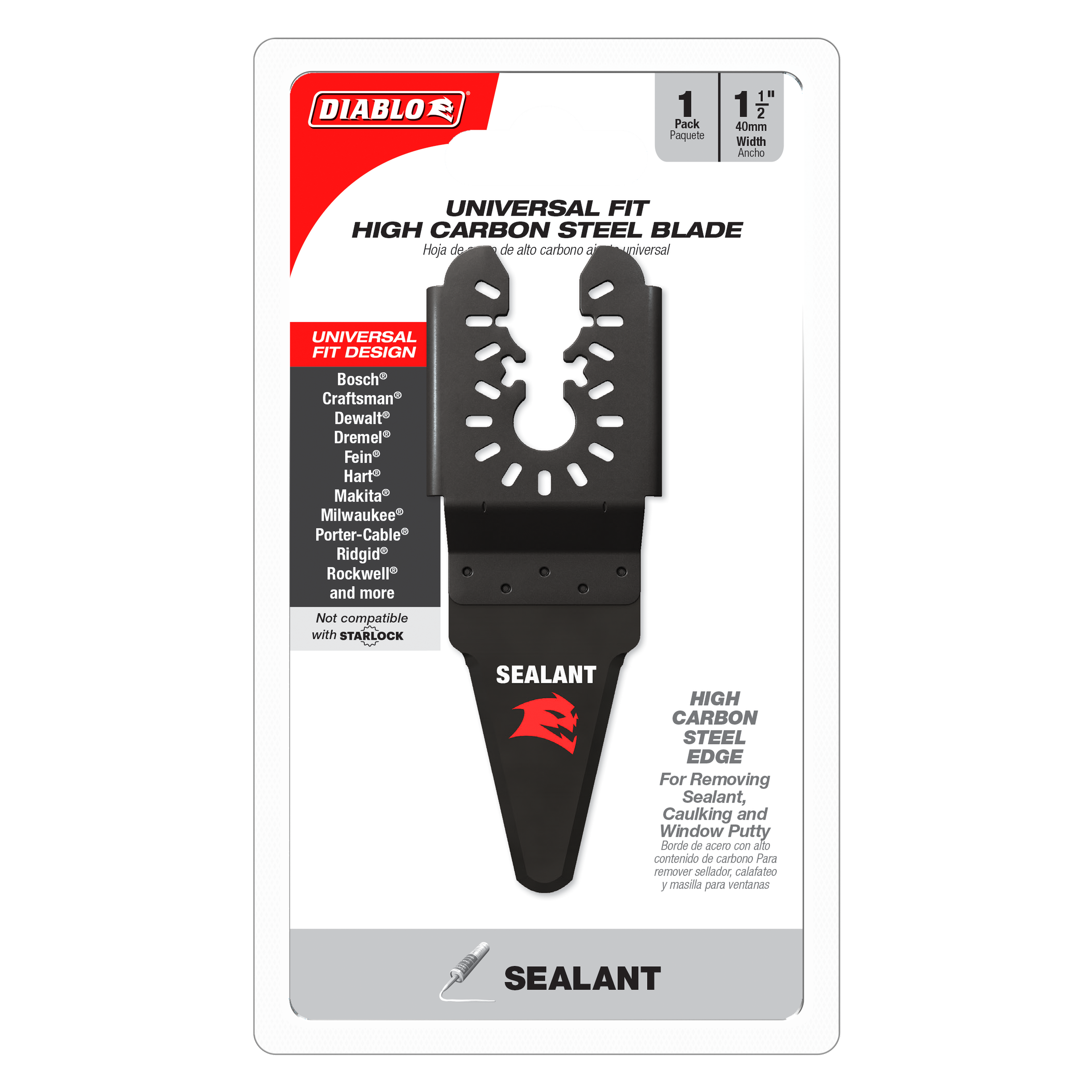 Diablo DOUSEAL 1-1/2" Universal Fit High Carbon Steel Oscillating Blade for Sealant Removal