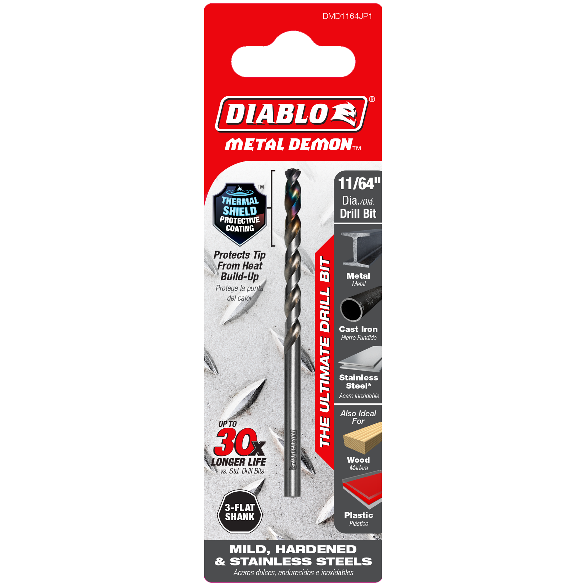 Diablo DMD1164JP1 11/64" Metal Demon™ Drill Bit for Mild, Hardened and Stainless Steels