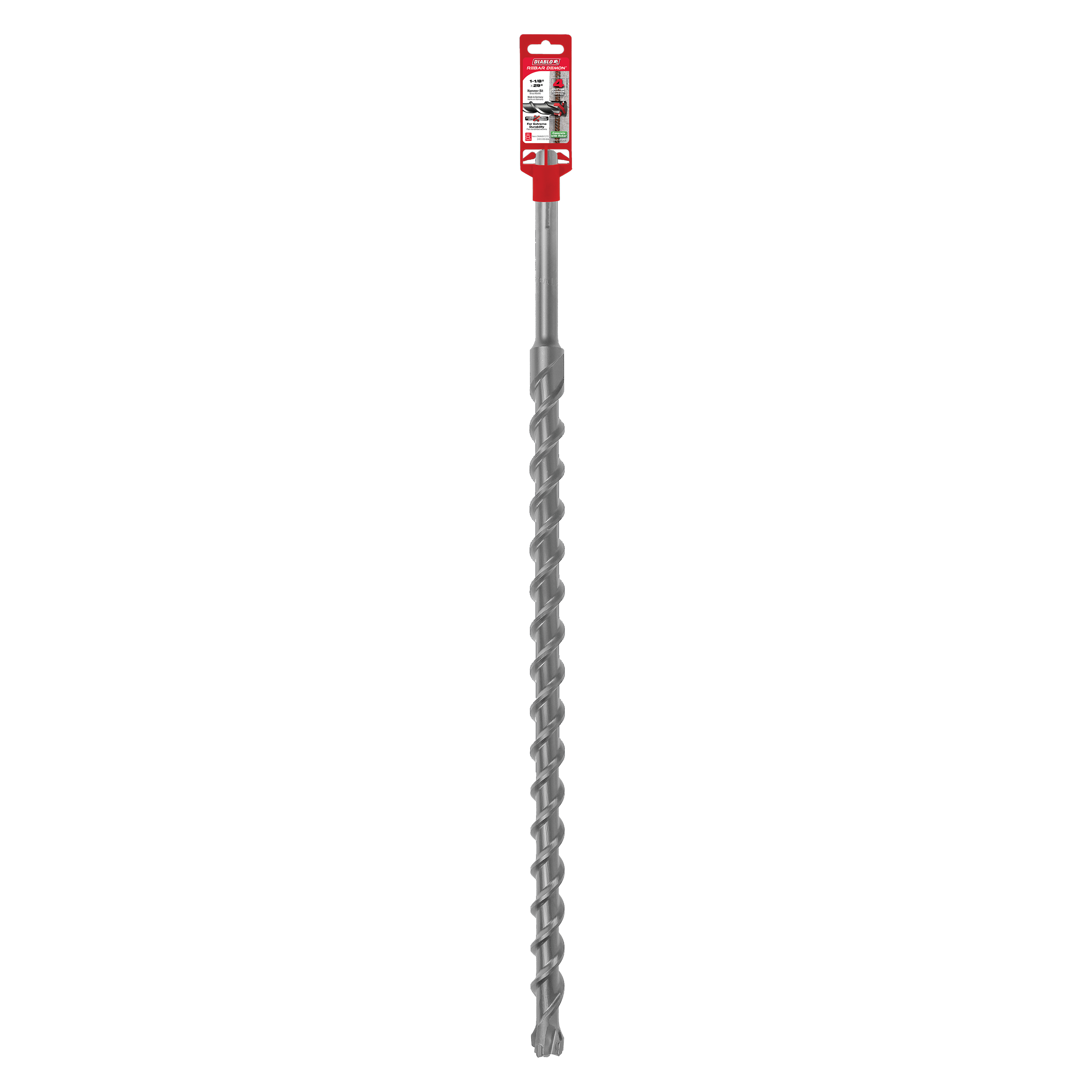 Diablo DMAMX1270 1-1/8" x 24" x 29" Rebar Demon™ SDS-Max 4-Cutter Full Carbide Head Hammer Drill Bit