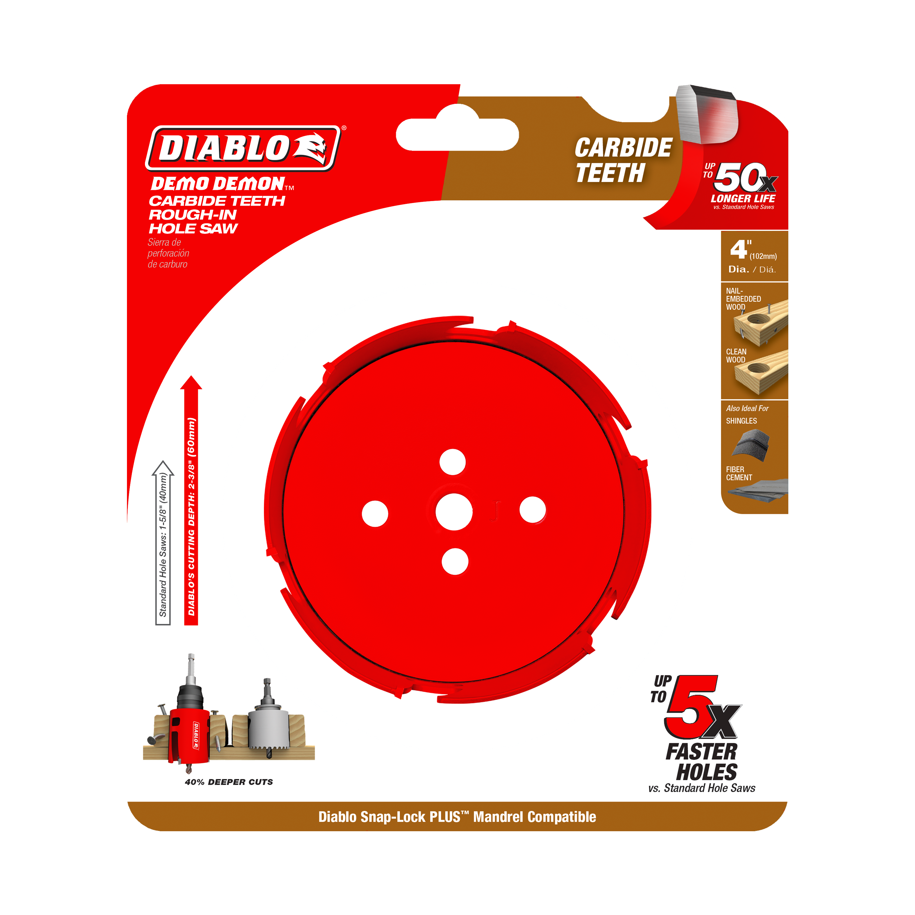 Diablo DHS4000CTR Diablo 4" Demo Demon® Carbide Teeth Rough-In Hole Saw