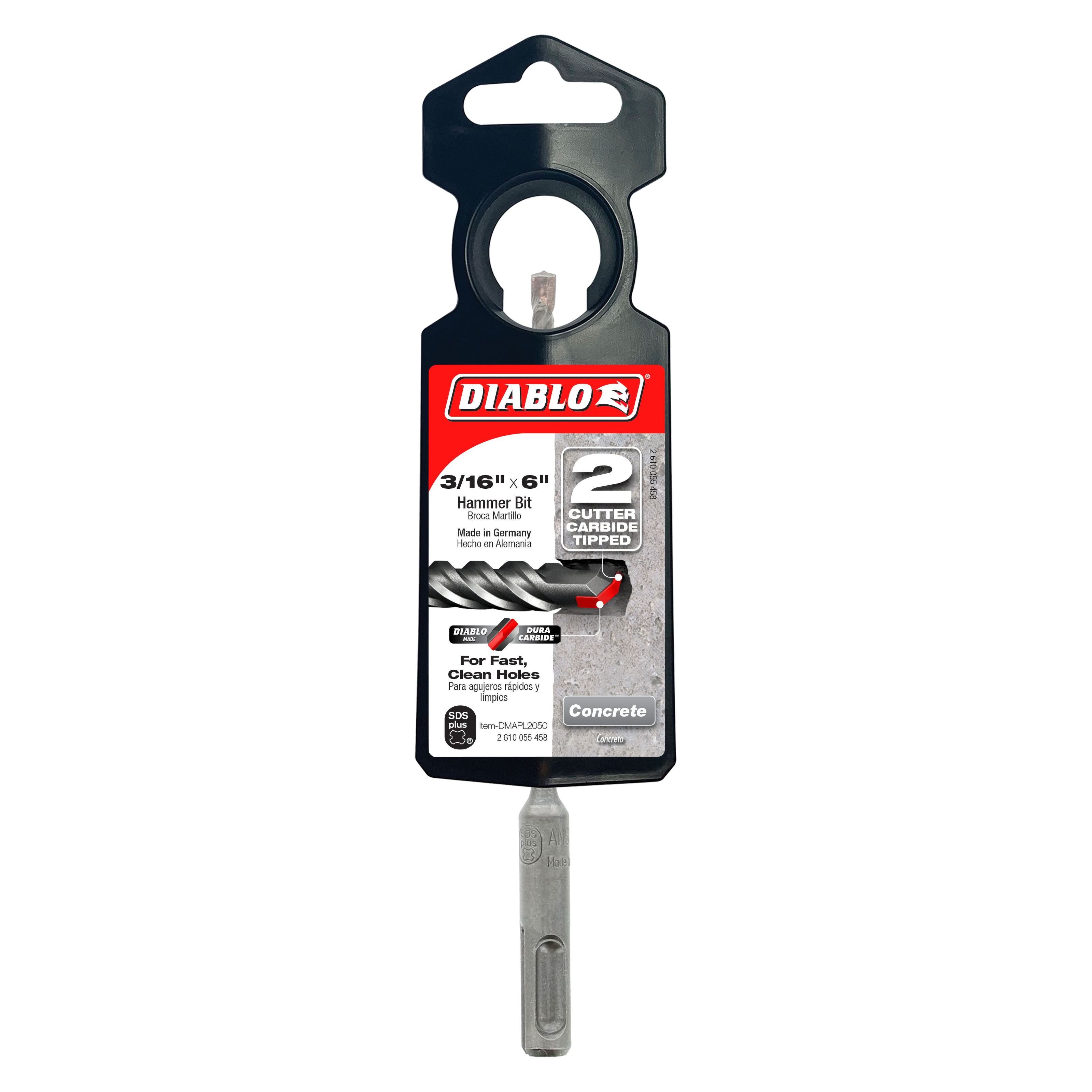 Diablo DMAPL2050 3/16" x 4" x 6" SDS-Plus 2-Cutter Carbide-Tipped Hammer Drill Bit