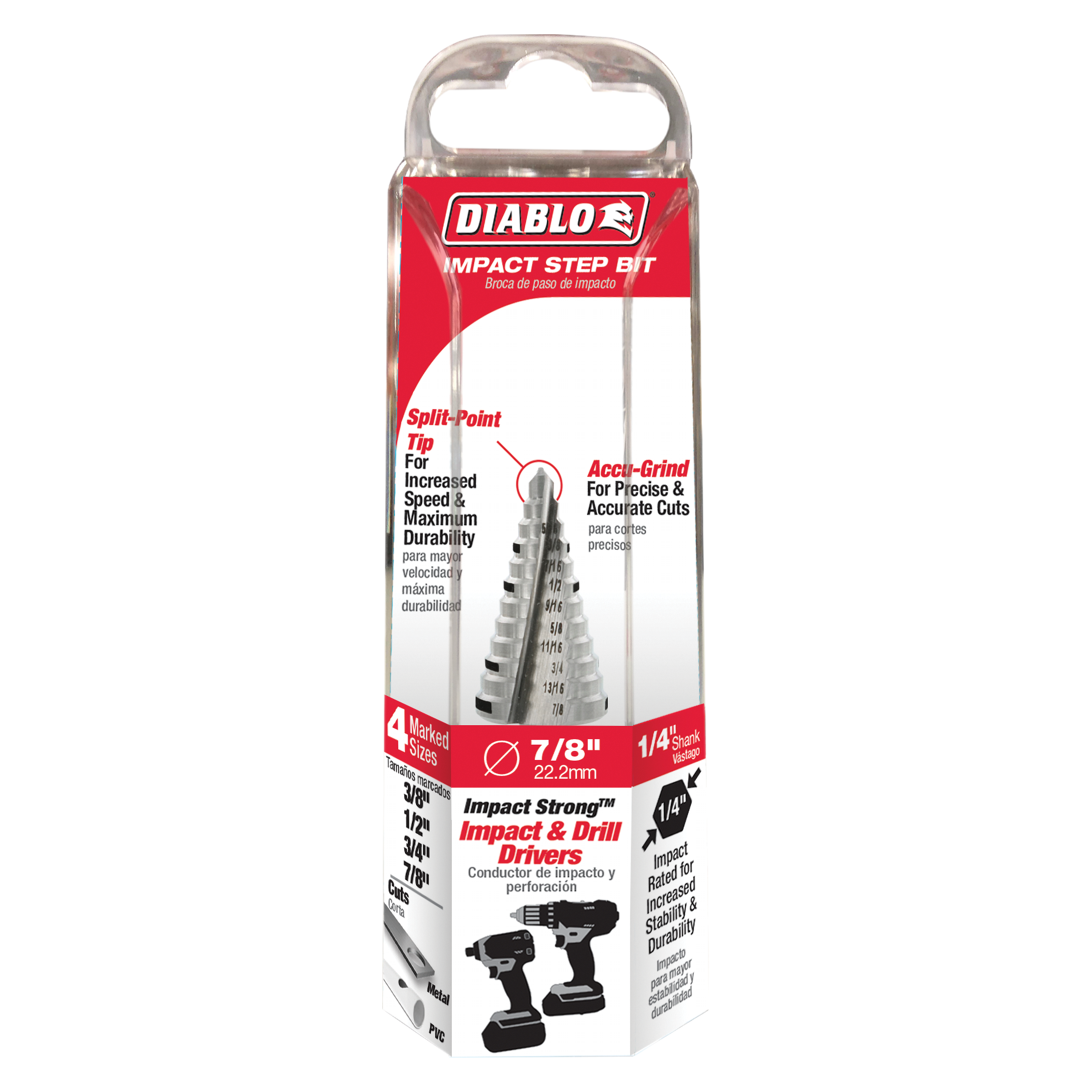 Diablo DSD0875S12 3/8" - 7/8" Impact Step Drill Bit (12 Steps)