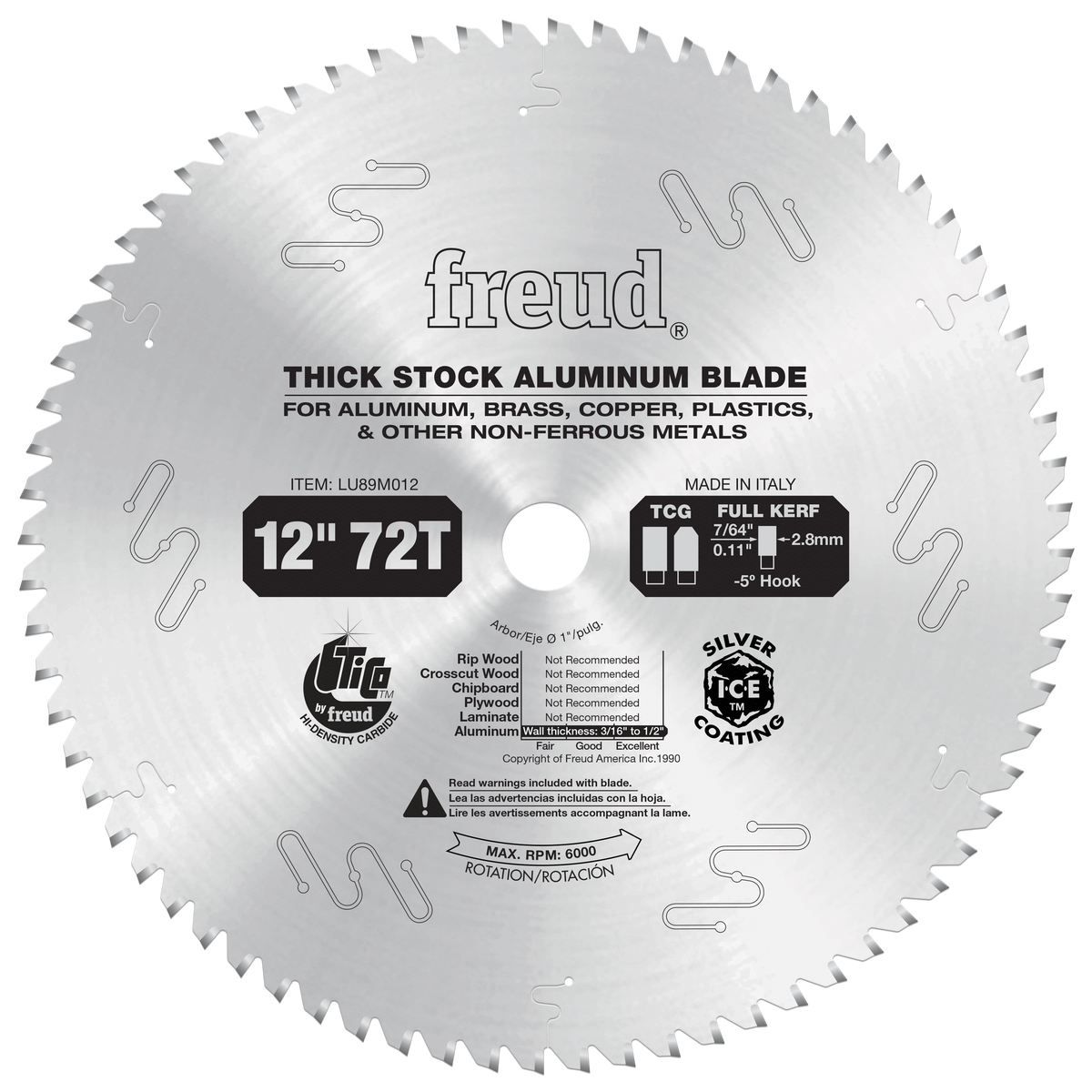 Freud LU89M012 12" Thick Stock Aluminum Metal Blade