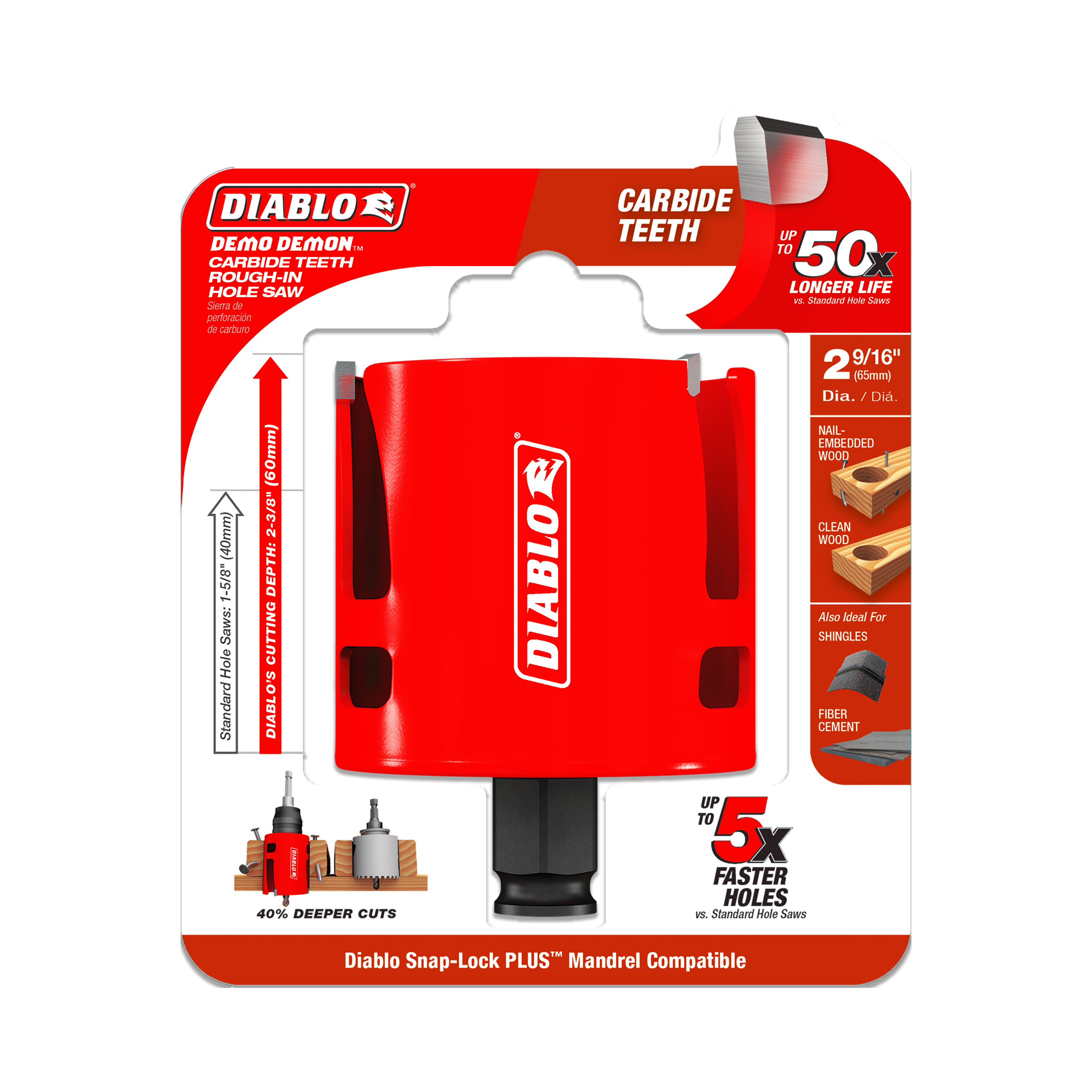 Diablo DHS2563CTR Diablo 2-9/16" Demo Demon® Carbide Teeth Rough-In Hole Saw
