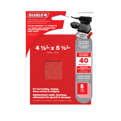 Diablo DCS045040S06G 4-1/2" x 5-1/2" 40-Grit Palm Sander 1/4 Sanding Sheets (6-Pack)