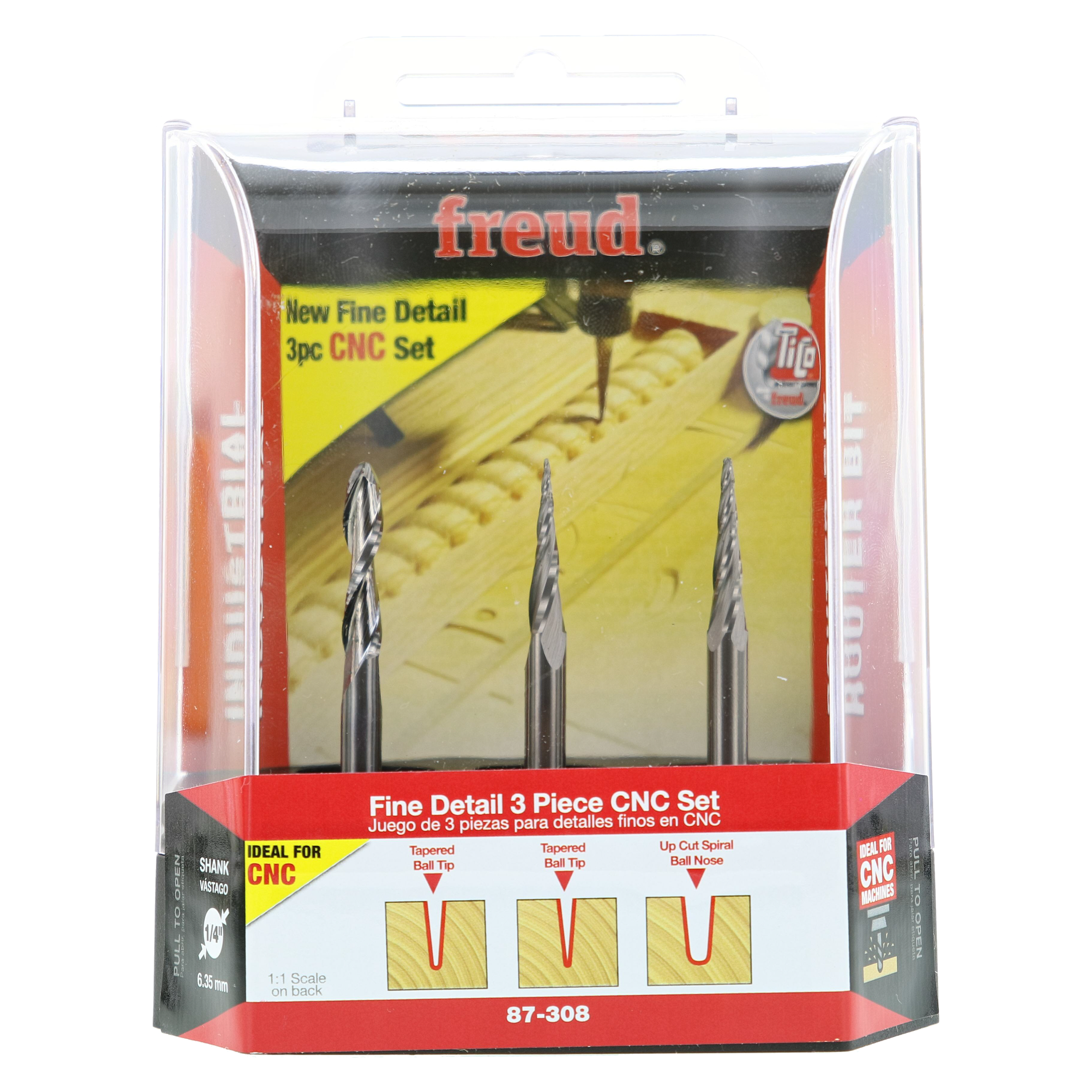 Freud 87-308 3-Piece CNC Fine Detail Router Bit Set