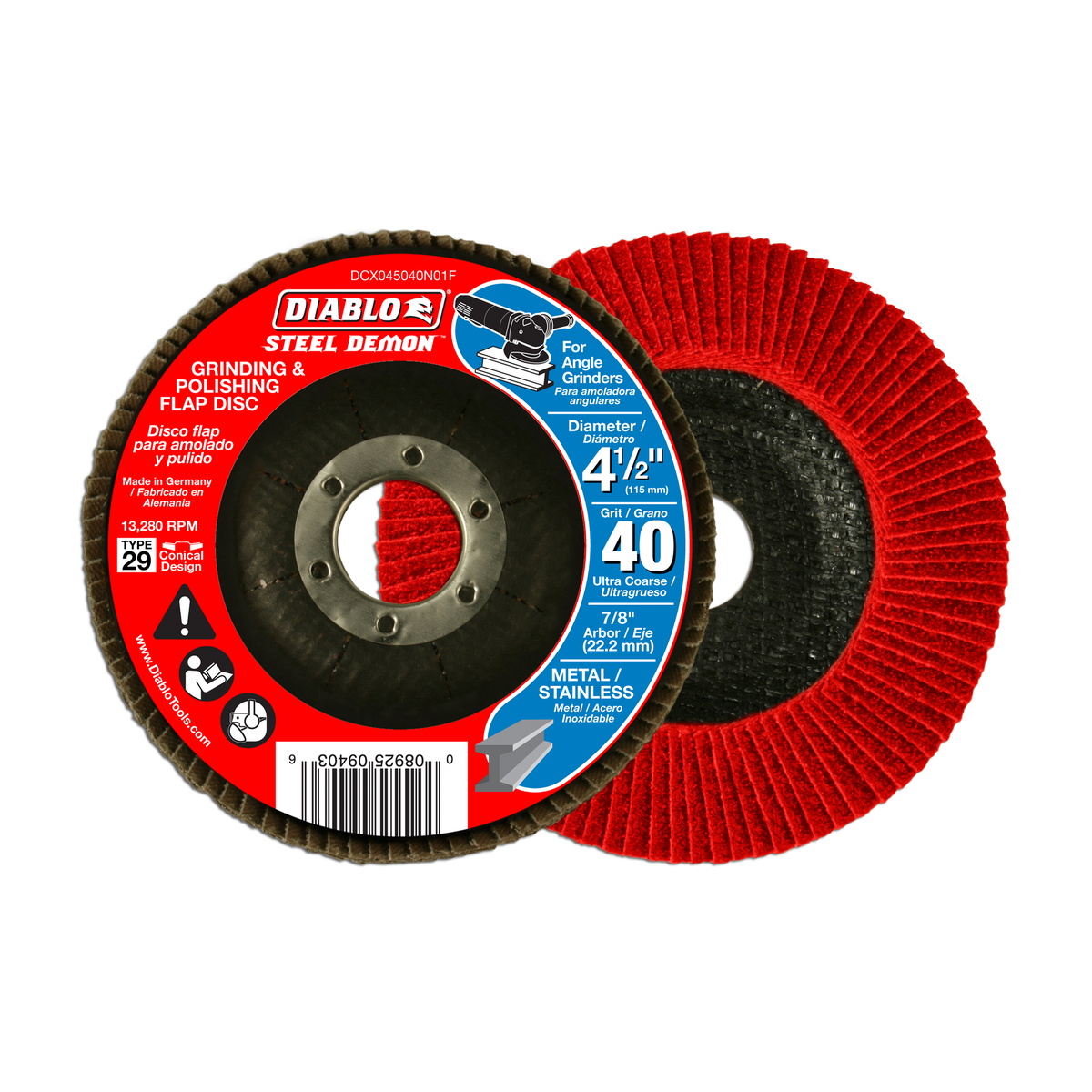 Diablo DCX045040N01F 4-1/2" Steel Demon™ Flap Disc 40 Grit - Type 29