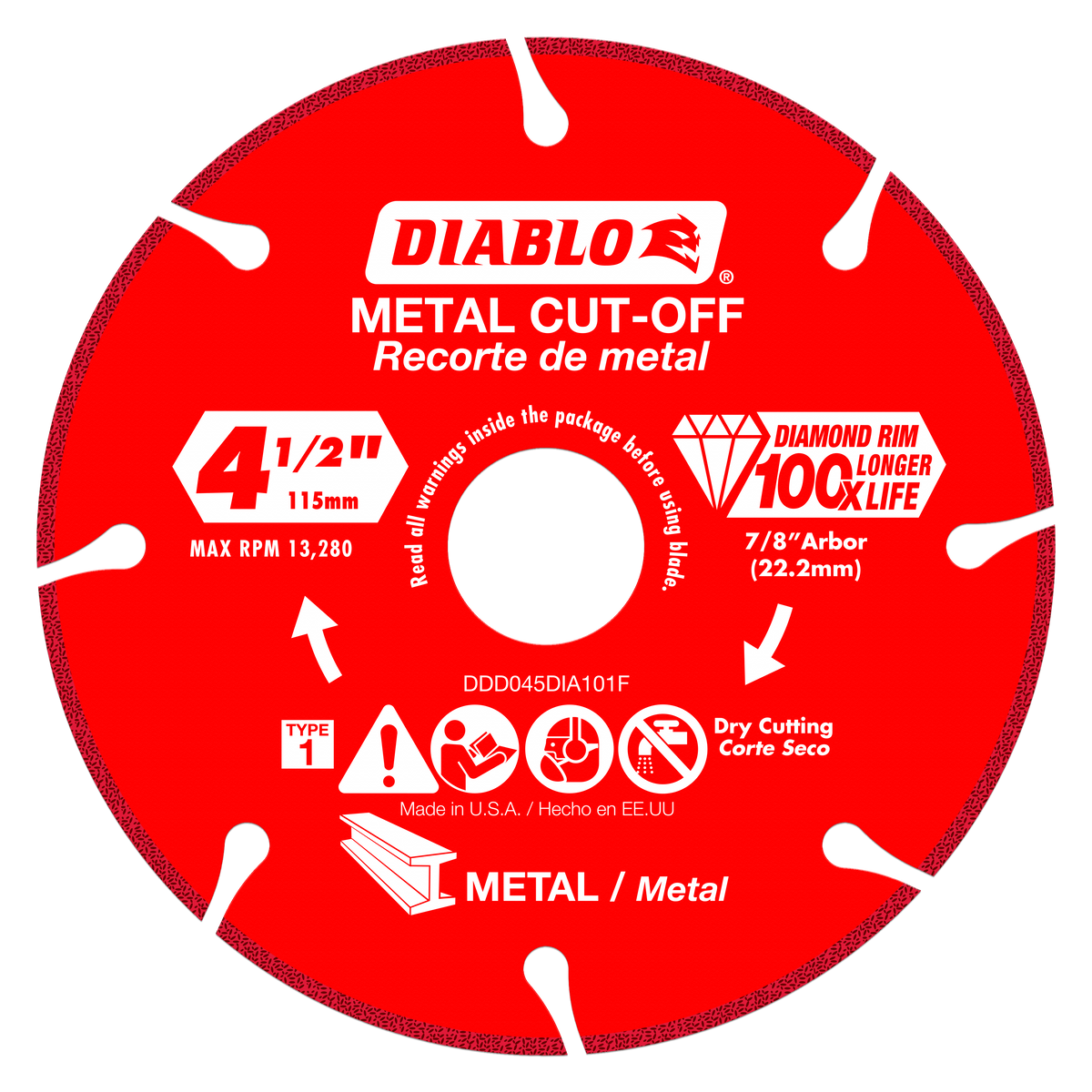 Diablo DDD045DIA101F 4-1/2" Diamond Metal Cut-Off Disc