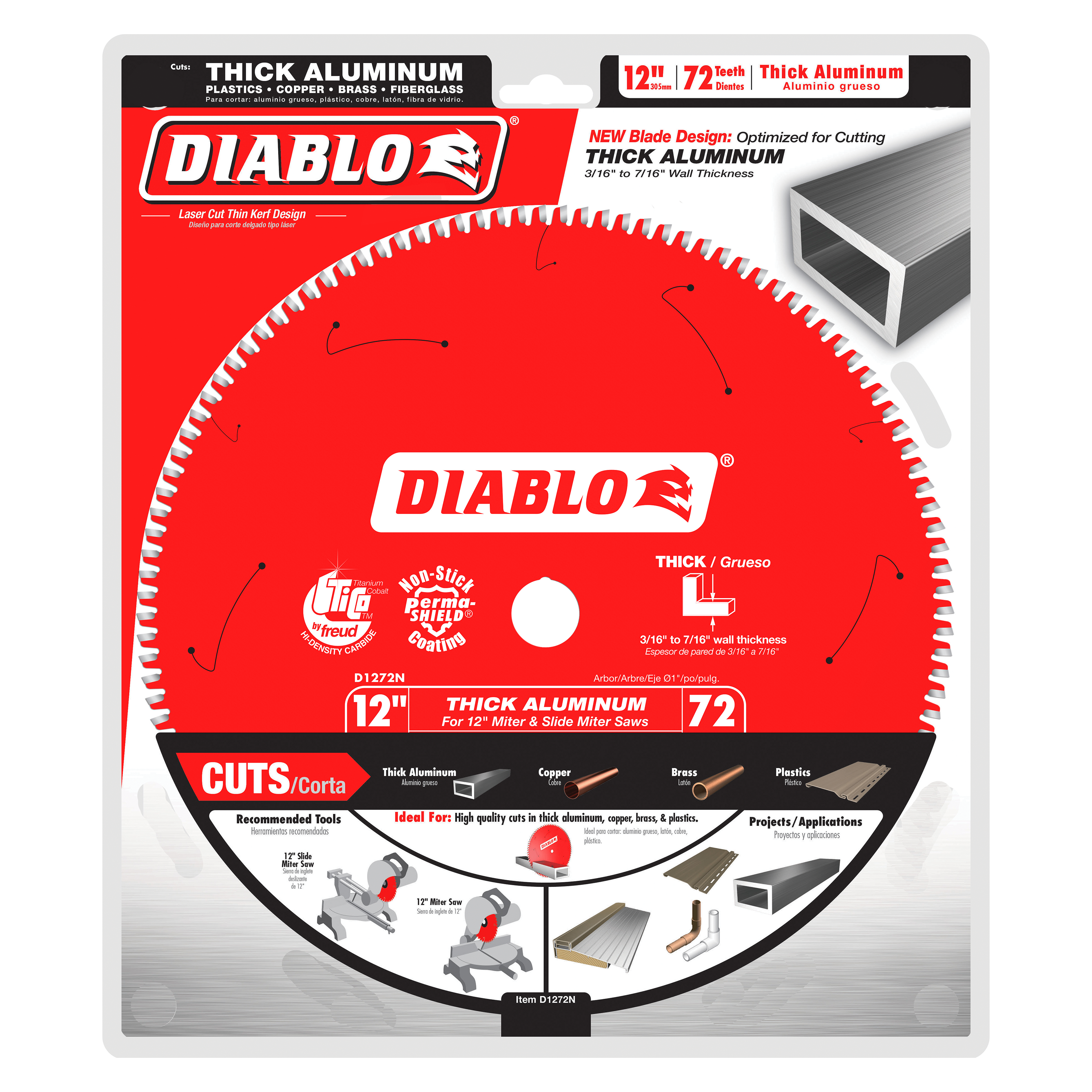 Diablo D1272N 12" x 72-Teeth Saw Blade for Thick Aluminum