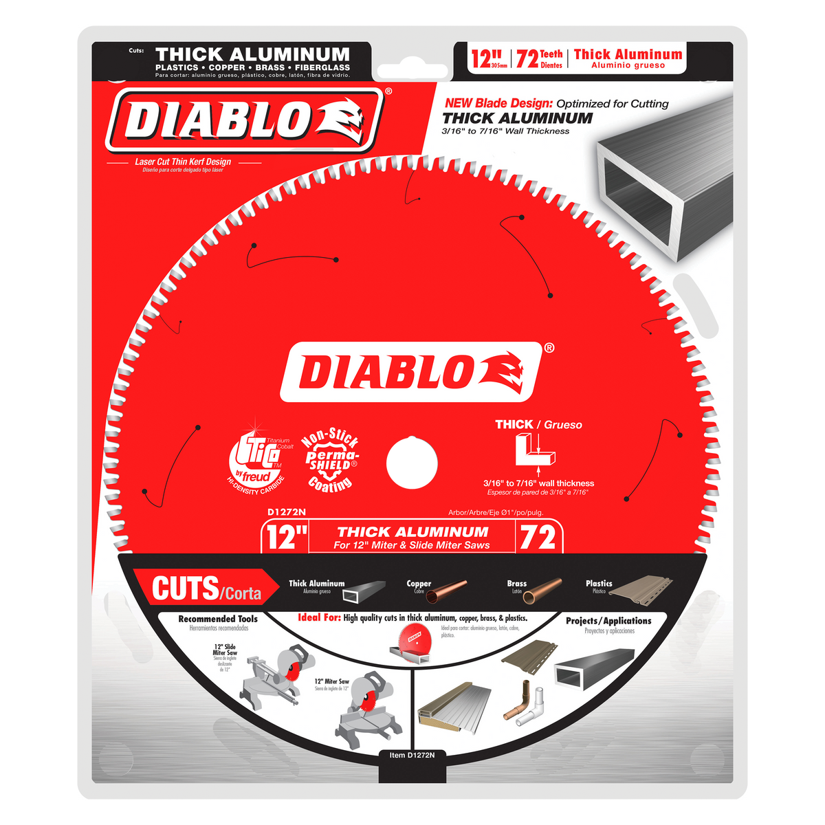 Diablo D1272N 12" x 72-Teeth Saw Blade for Thick Aluminum