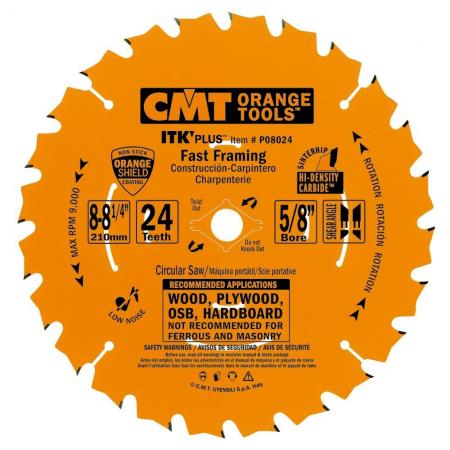 CMT P08024 ITK-PLUS® FAST FRAMING 8-8-1/4”x0.067”x0.039”x5/8”<>  T=24 ATB+SHEAR