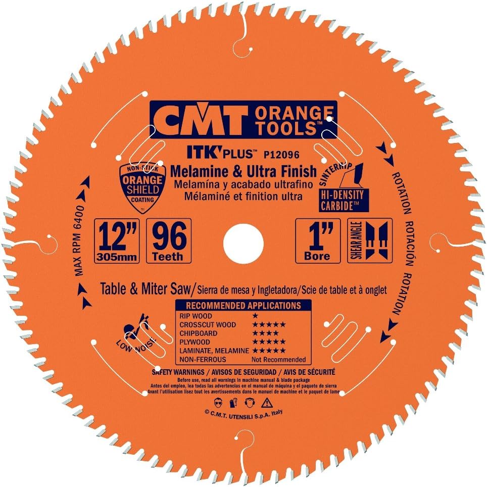 CMT P12096 ITK-PLUS® MELAMINE & ULTRA FINISH 12”x1”  T=96 ATB+SHEAR