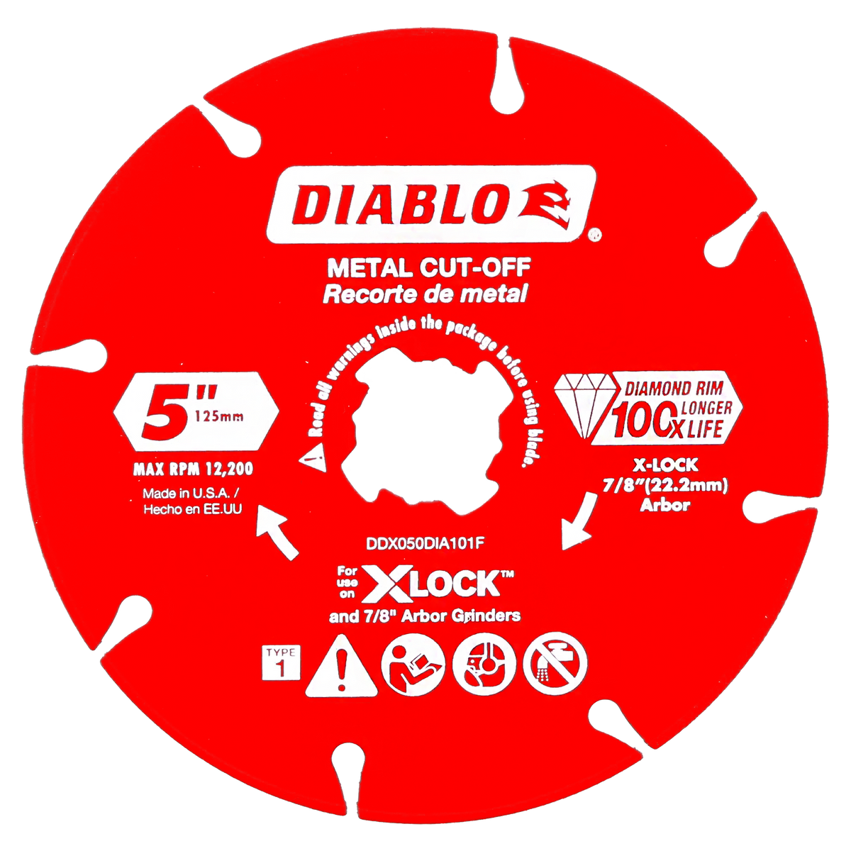 Diablo DDX050DIA101F 5" X-LOCK Diamond Rimmed Metal Cut-Off Disc