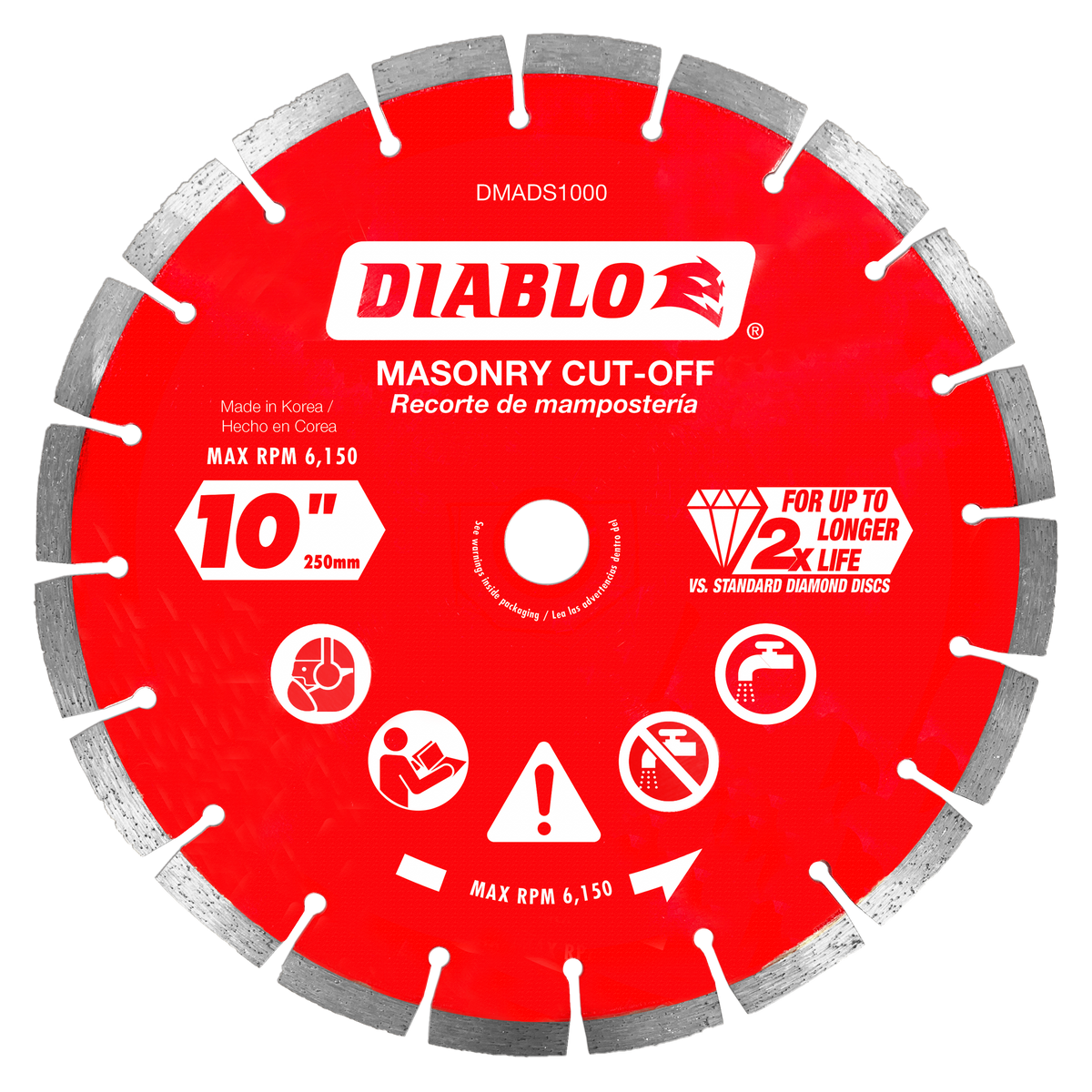 Diablo DMADS1000 10" Diamond Segmented Masonry Cut-Off Disc