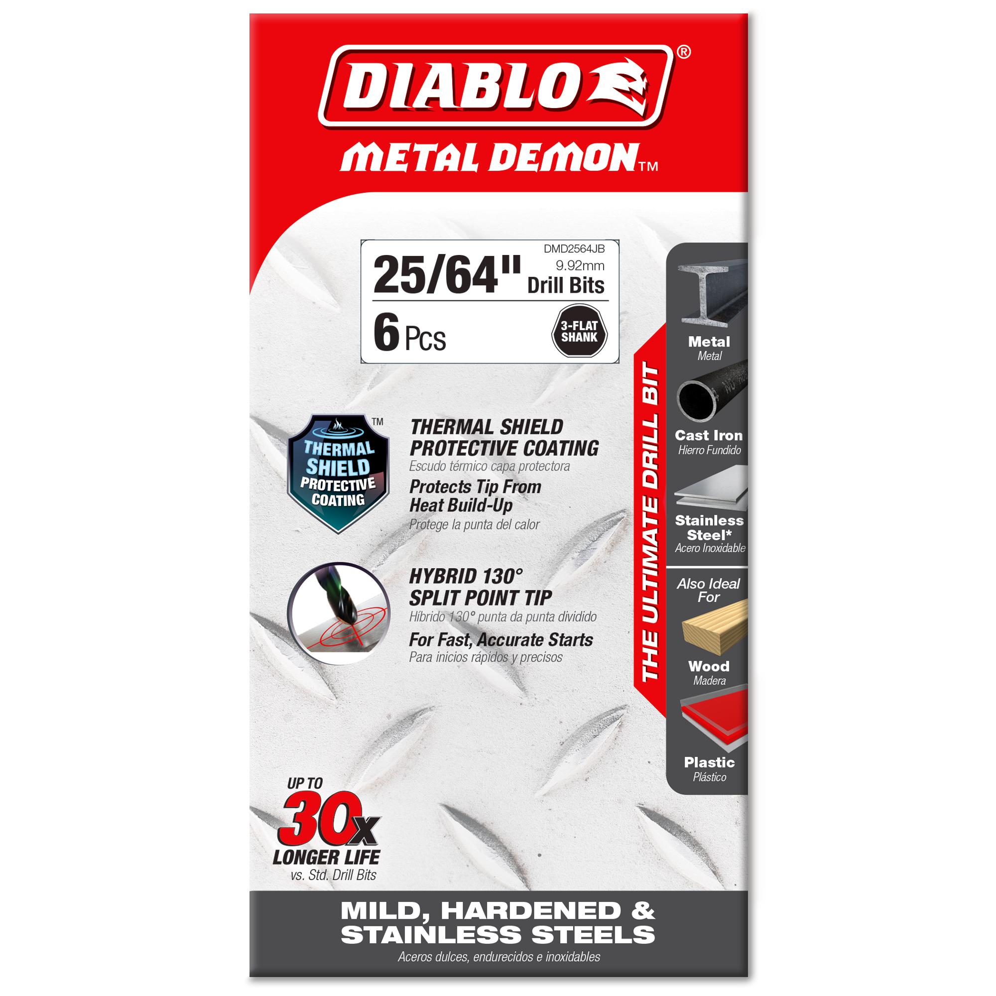 Diablo DMD2564JB 25/64"  Metal Demon™ Drill Bits for Mild, Hardened and Stainless Steels