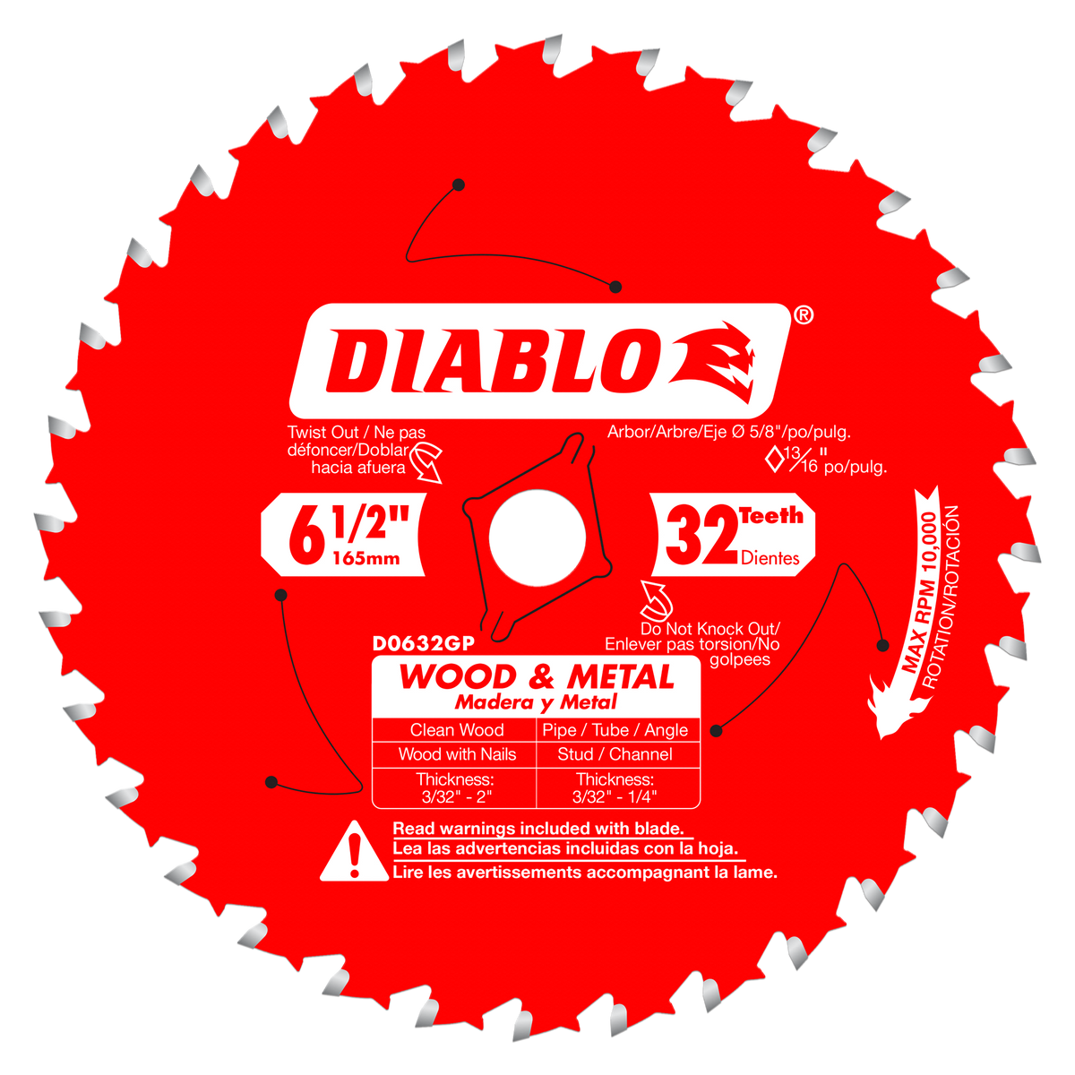 Diablo D0632GPA 6-1/2" x 32-Teeth Carbide Saw Blade for Wood and Metal