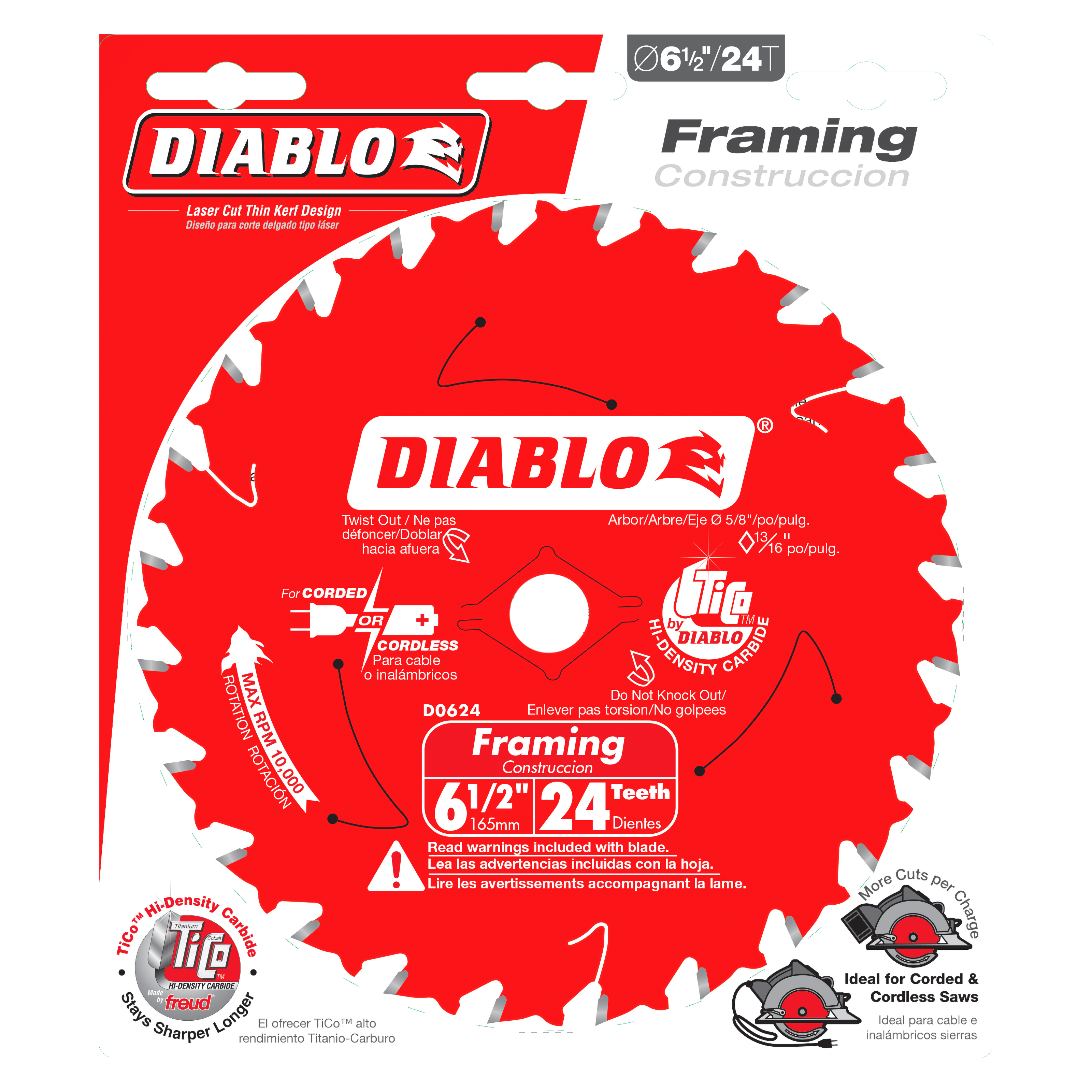 Diablo D0624X 6-1/2" 24-Tooth Framing Saw Blade