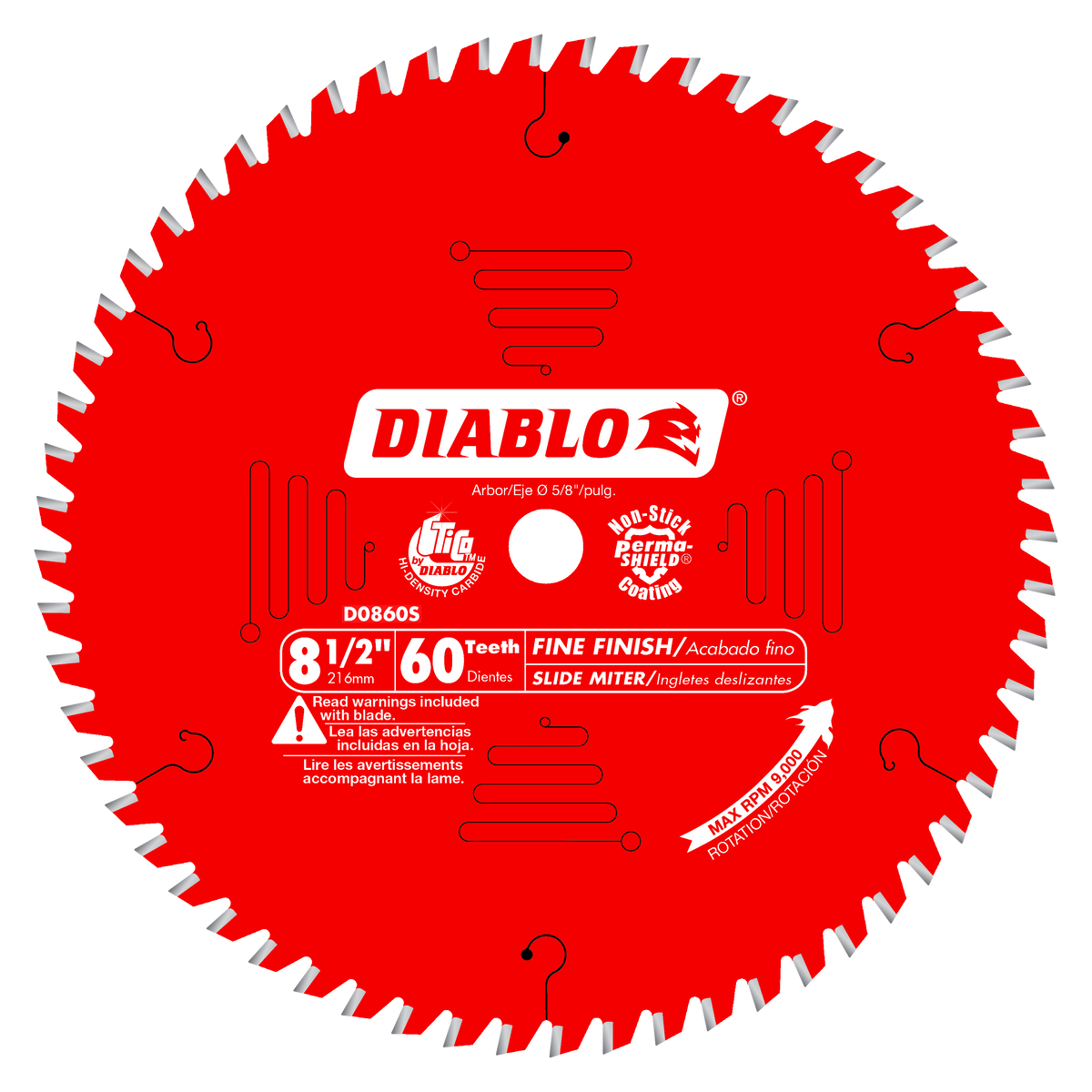 Diablo D0860S 8-1/2" x 60-Teeth Fine Finish Saw Blade for Wood