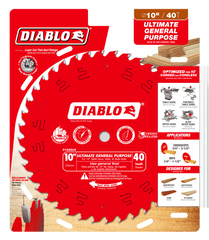 Diablo D1040UX 10" x 40-Teeth Wood Demon™ Ultimate General Purpose Carbide Saw Blade for Wood