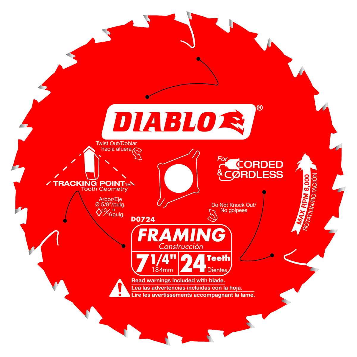 Diablo D0724X 7-1/4" x 24 Tooth Framing Saw Blade