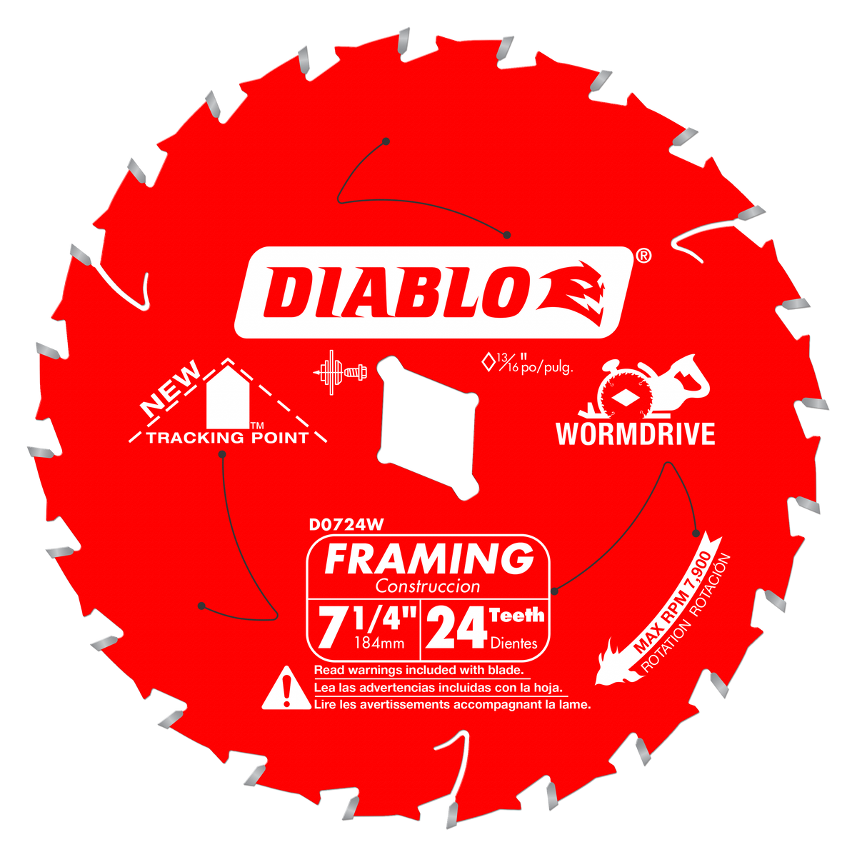 Diablo D0724W 7-1/4" x 24-Teeth Framing Saw Blade for Wood