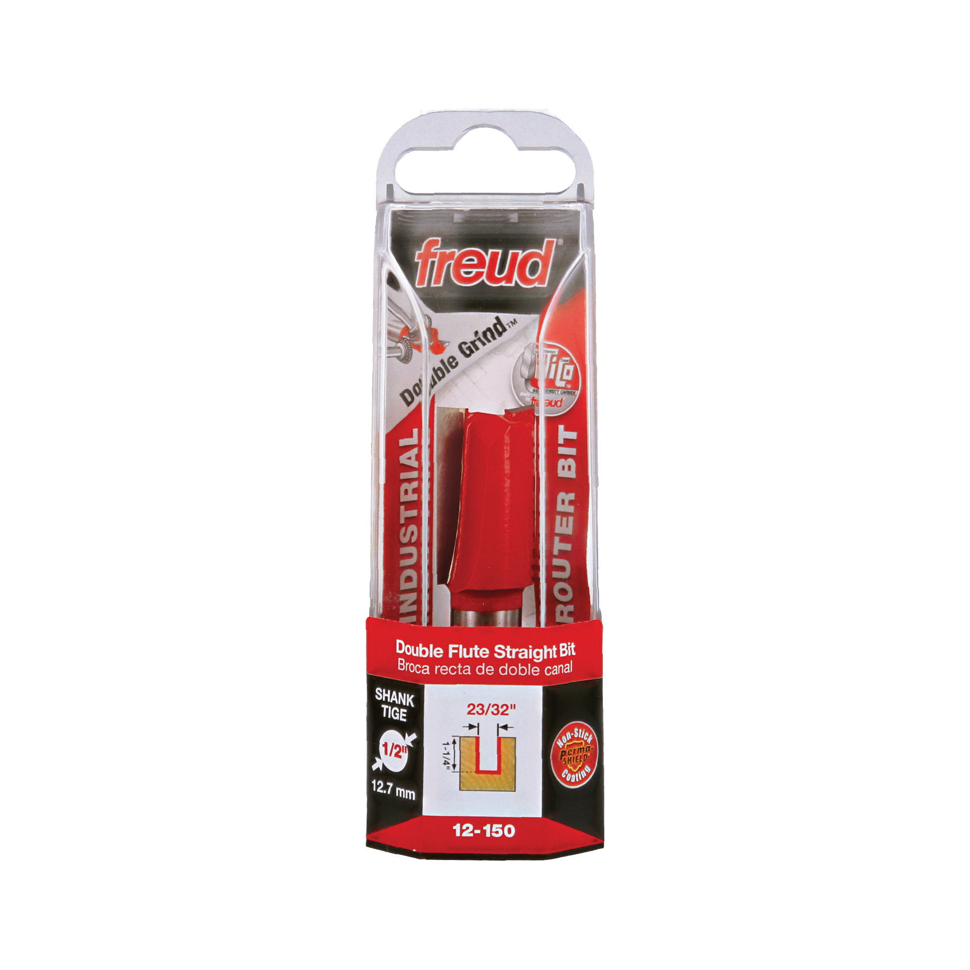 Freud 12-150 23/32" (Dia.) Double Flute Straight Bit (Eclipse Grind)