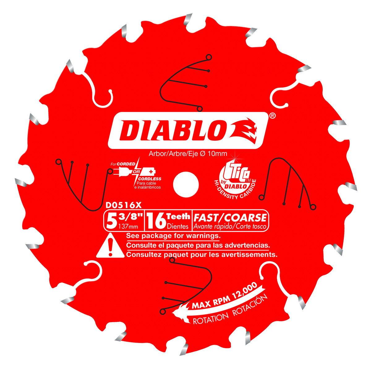 Diablo D0516X 5-3/8" x 16-Teeth Fast Framing Trim Saw Blade for Wood